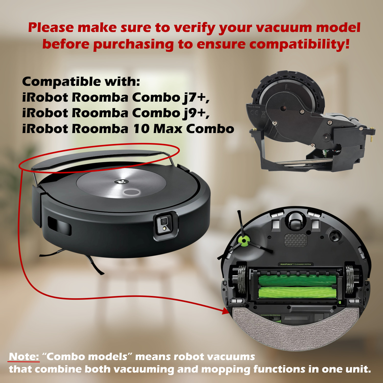 OEM iRobot Roomba j7+ j9+ 10 Max Mop Combo Robot Left Wheel Module Replacement