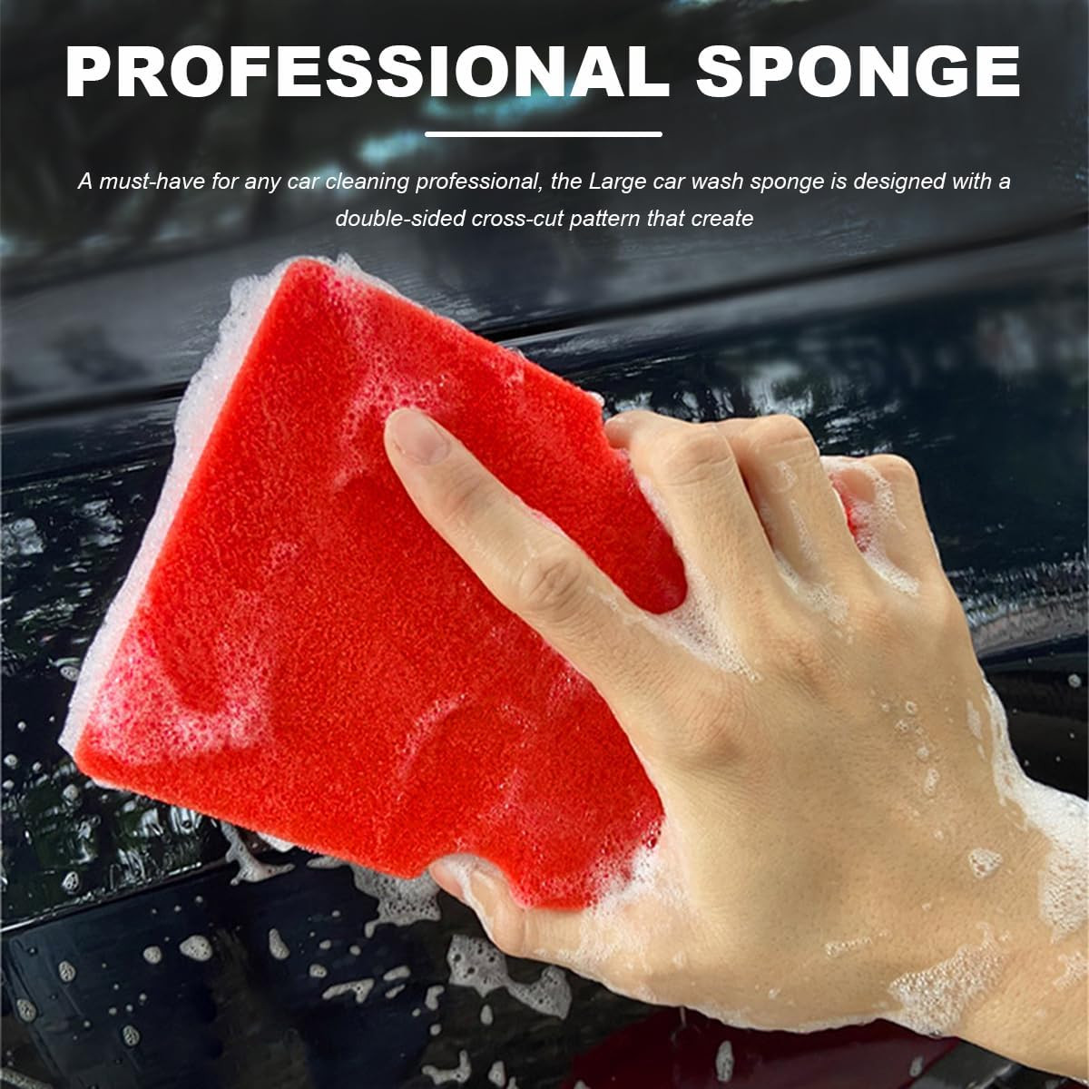 Car Wash Sponge, Large Scratch-Free Cross Cut Sponge for Soap and Rinseless Wash