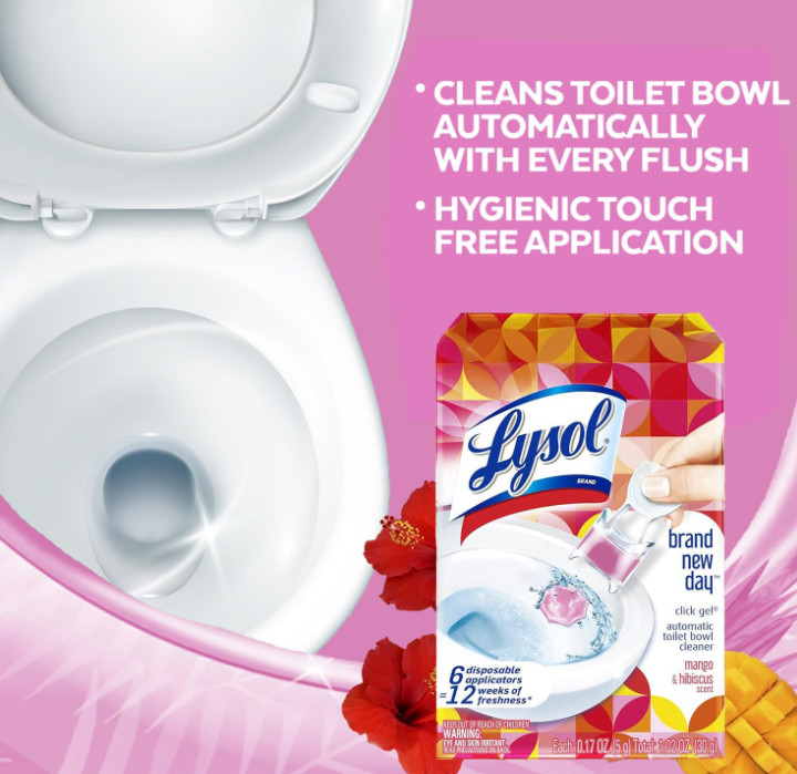 6 Count Lysol Click Gel Automatic Toilet Bowl Cleaner, Toilet Gel Stamp, Toilet