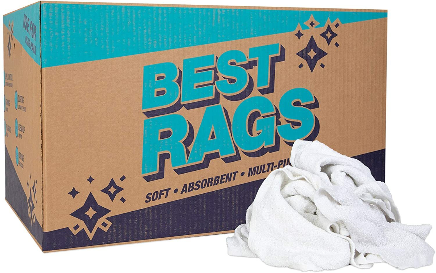 Terry Towel Cleaning Rags, Package Options, White, Multipurpose 14×14 to 20×20