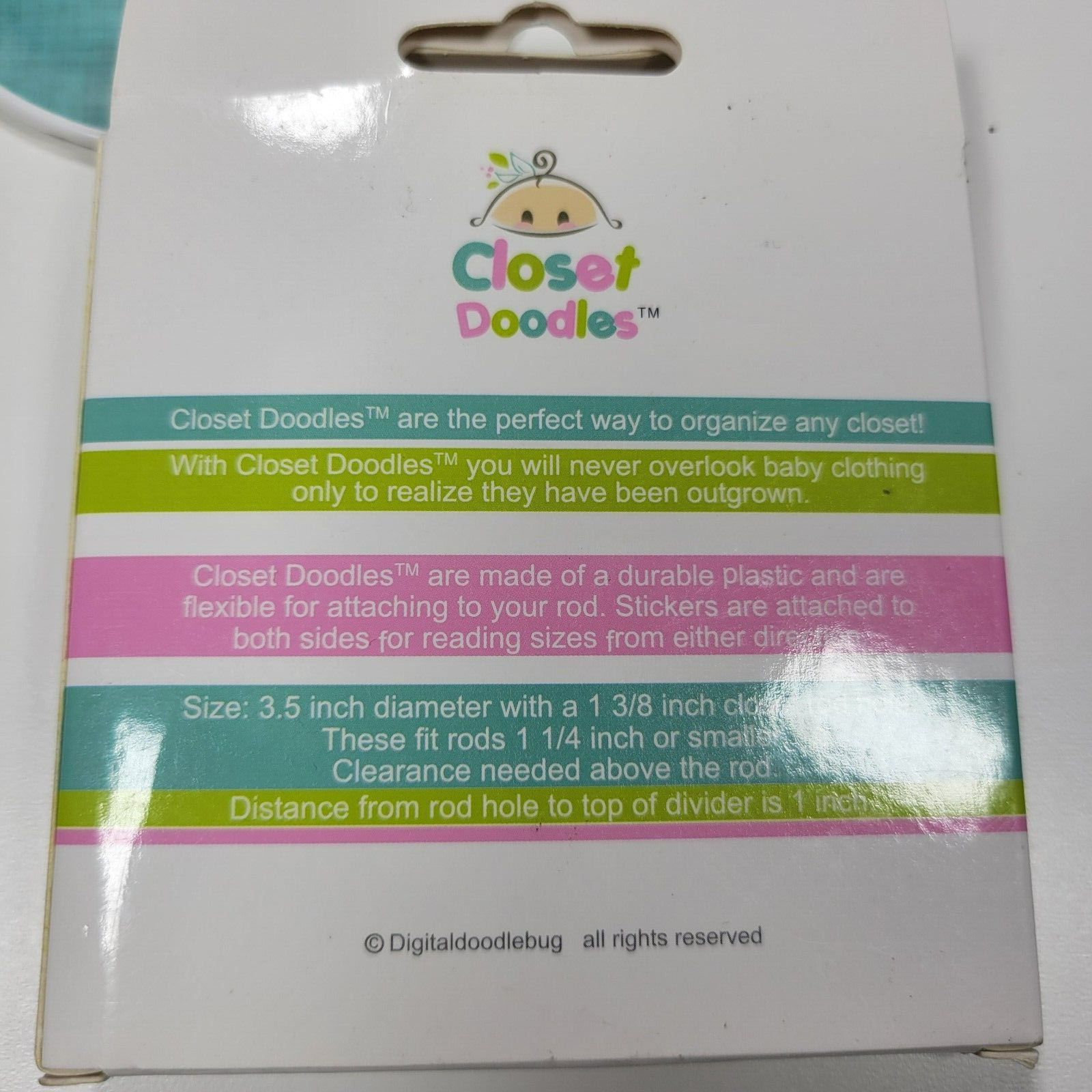 Set of 6 Baby Closet Size Dividers (0-24 Months) Fits 1 3/8 Inch Rod