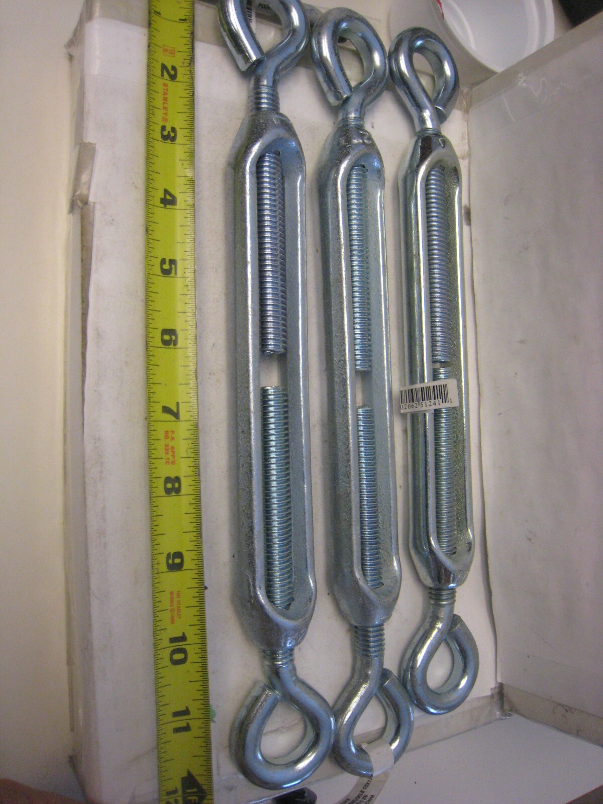 3 yes 3 pieces Turnbuckles Eye/Eye 1/2″ x 17″ Zinc plated Hardware House 512418