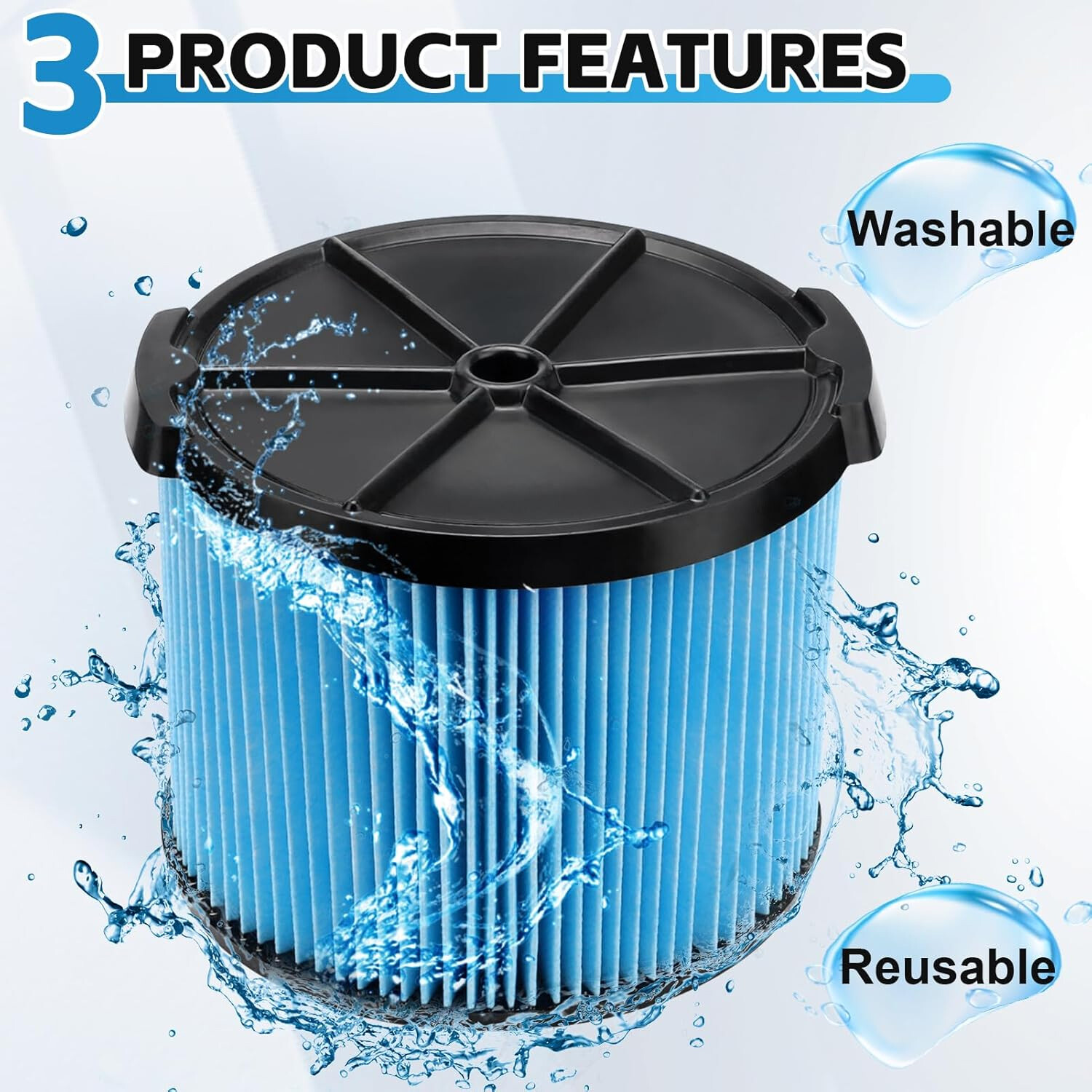 2 Pack VF3500 Filter For Ridgid 3-4.5 Gallon Wet/Dry Vacuums