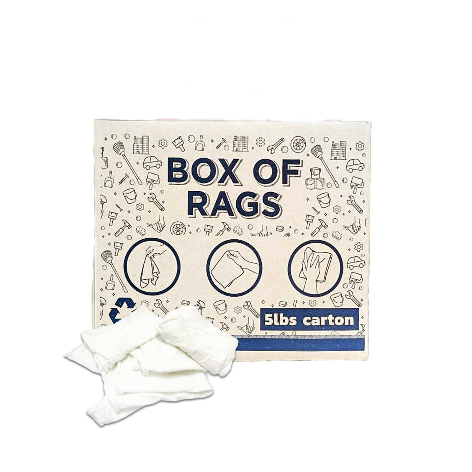 Recycled White Knit Cotton Rags in a Box – Shop Bulk T-Shirt Cleaning Wipers