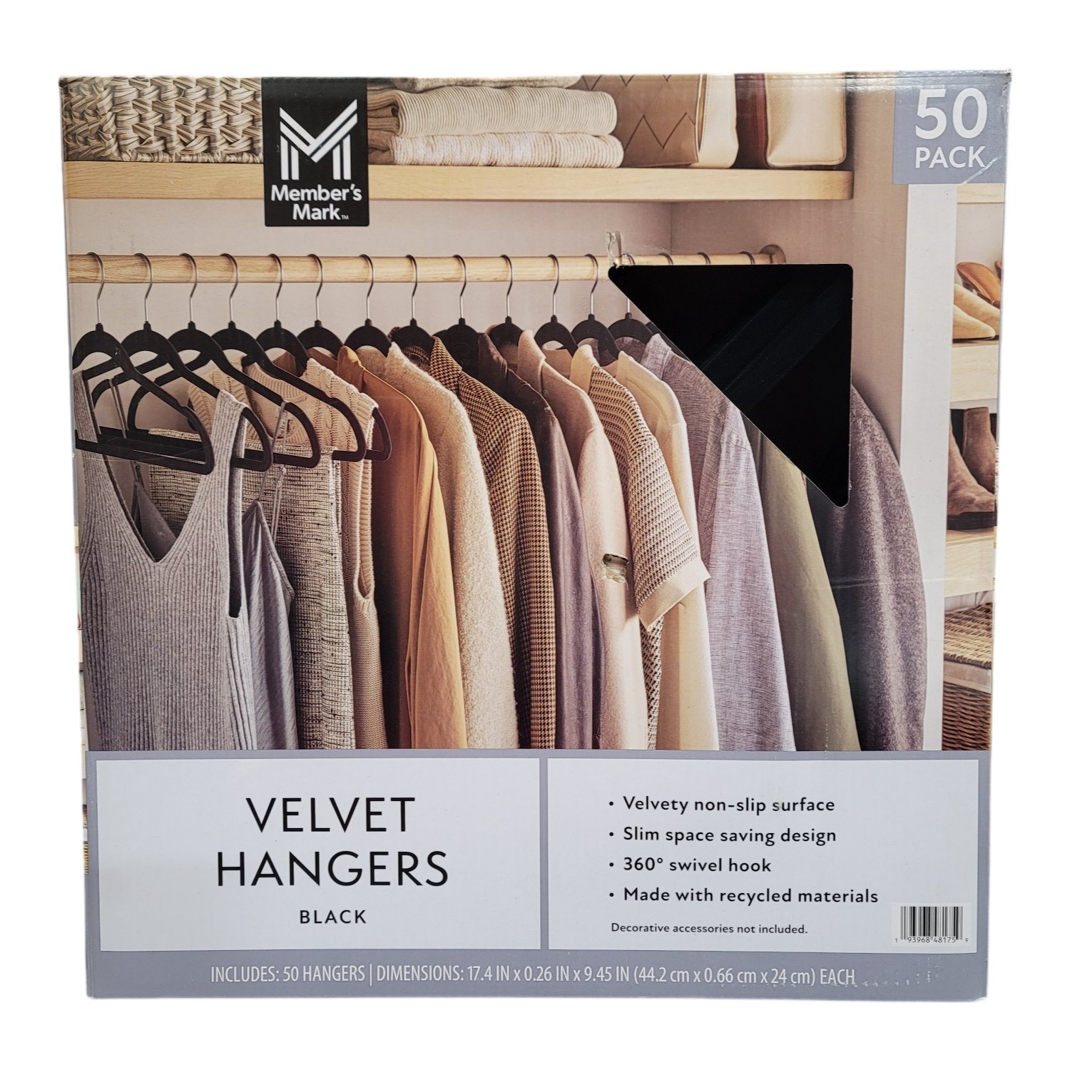 Member’s Mark Heavy Duty Adult Velvet Hangers – 50 Pack