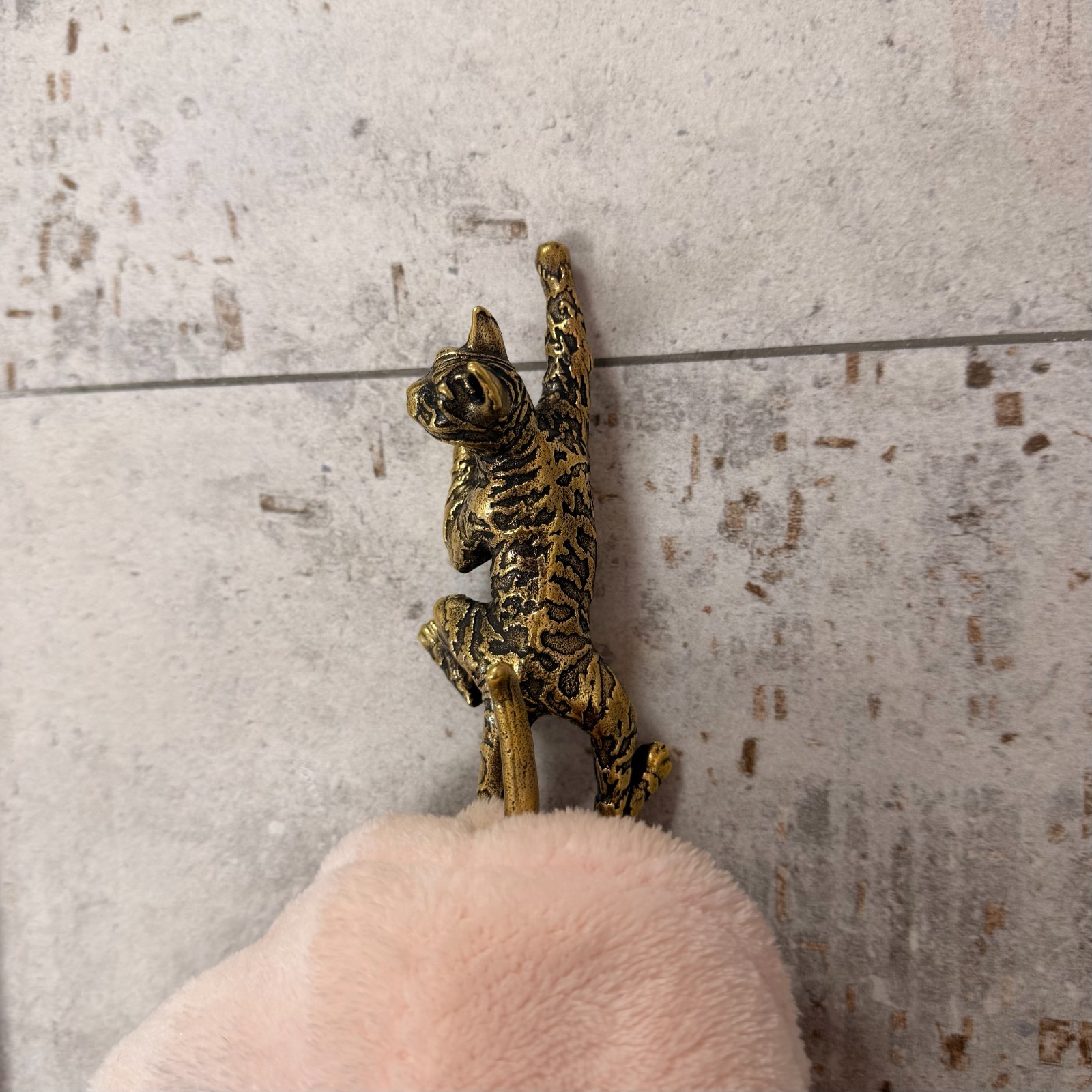 Bengal Cat Wall Hook Solid Brass Key Holder Animal Bathroom Decor Gift