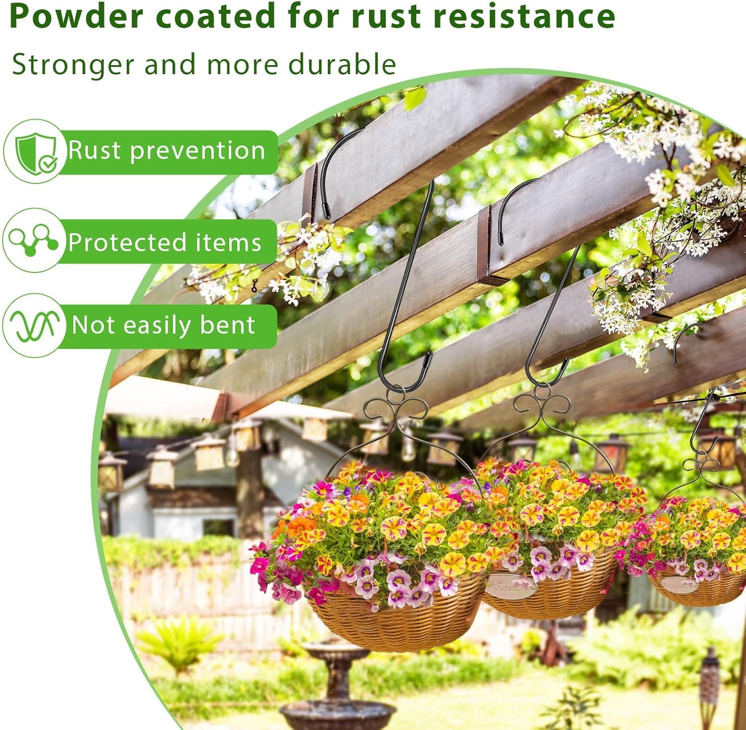6 Pack 16 Inch Extra Large S Hooks for Hanging Plants, Rust-Proof Heavy Duty Tre