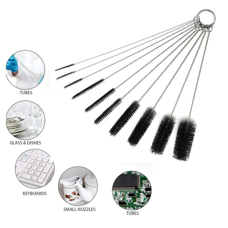 10Pcs Nylon Straw Brush Cleaner Bottle Tube Pipe Small Long Cleaning Set