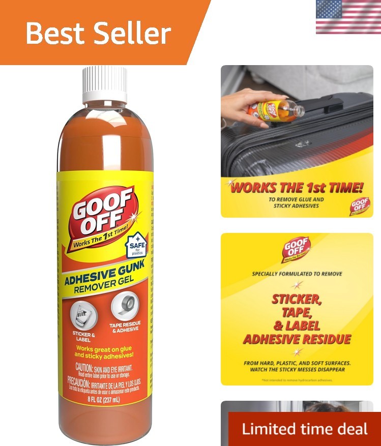 Adhesive Gunk Remover, 8 fl. oz., Removes Stickers, Glue, Labels, Tape Residu…