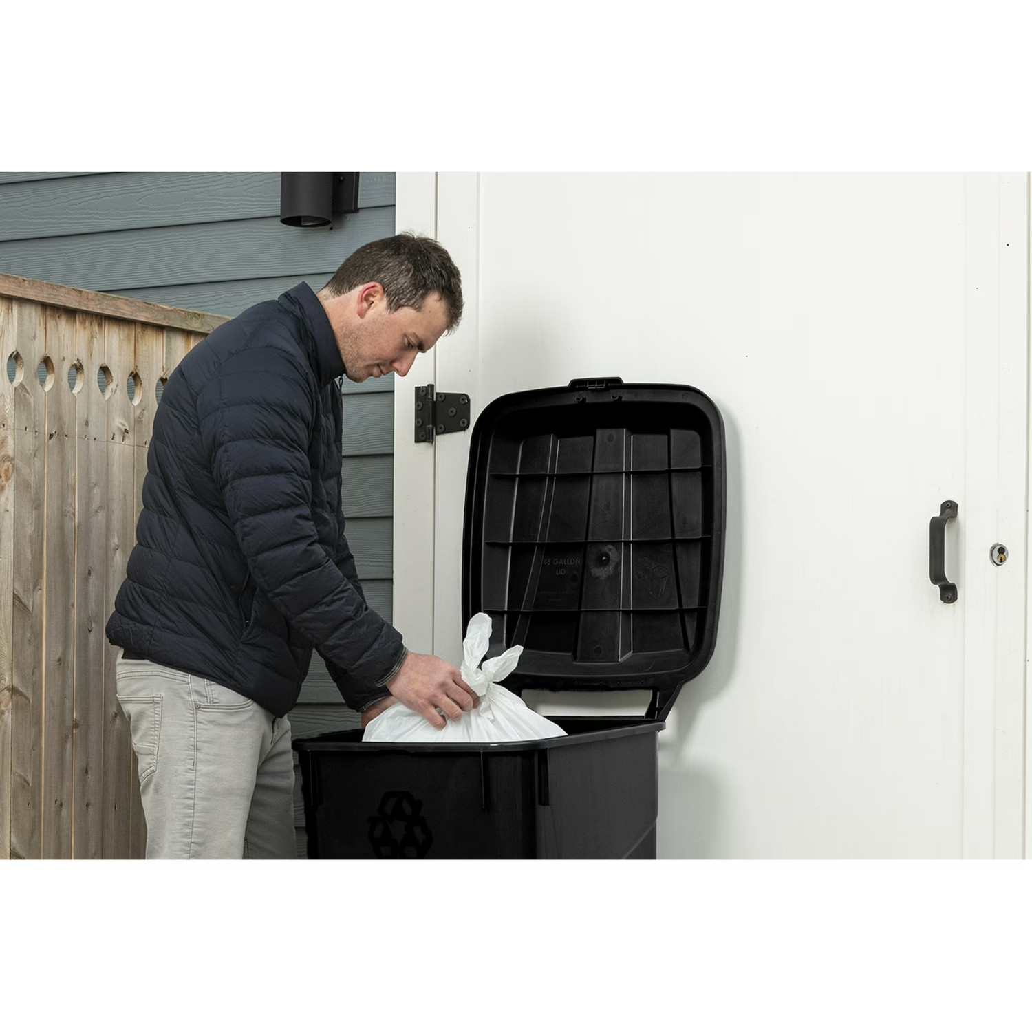 2 Pack Hyper Tough 45 Gallon Rolling Trash Can Heavy Duty Outdoor Black
