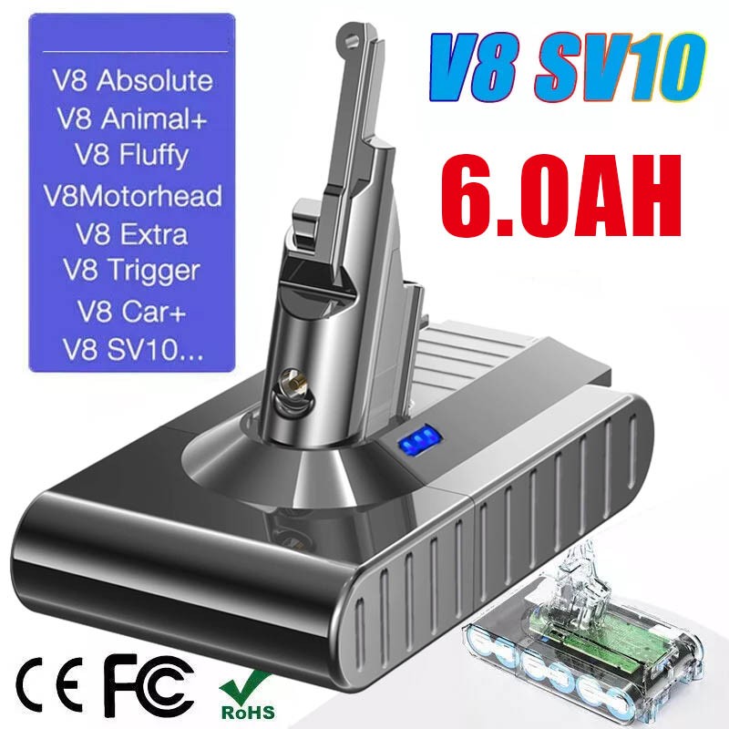 V8 Battery 21.6V 9500mAh for Dyson V8 Animal SV10 V8 Absolute V8 Fluffy Replace