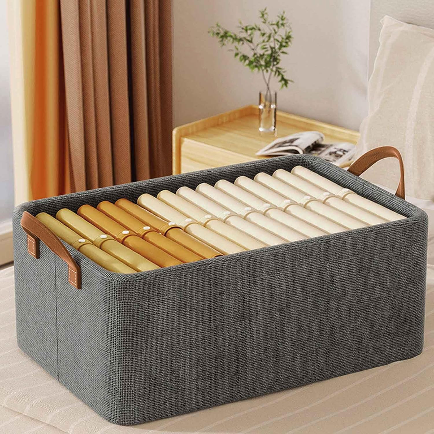 Dustproof Foldable Closet Organizer Baskets – 4PCS Steel Frame Storage Bins