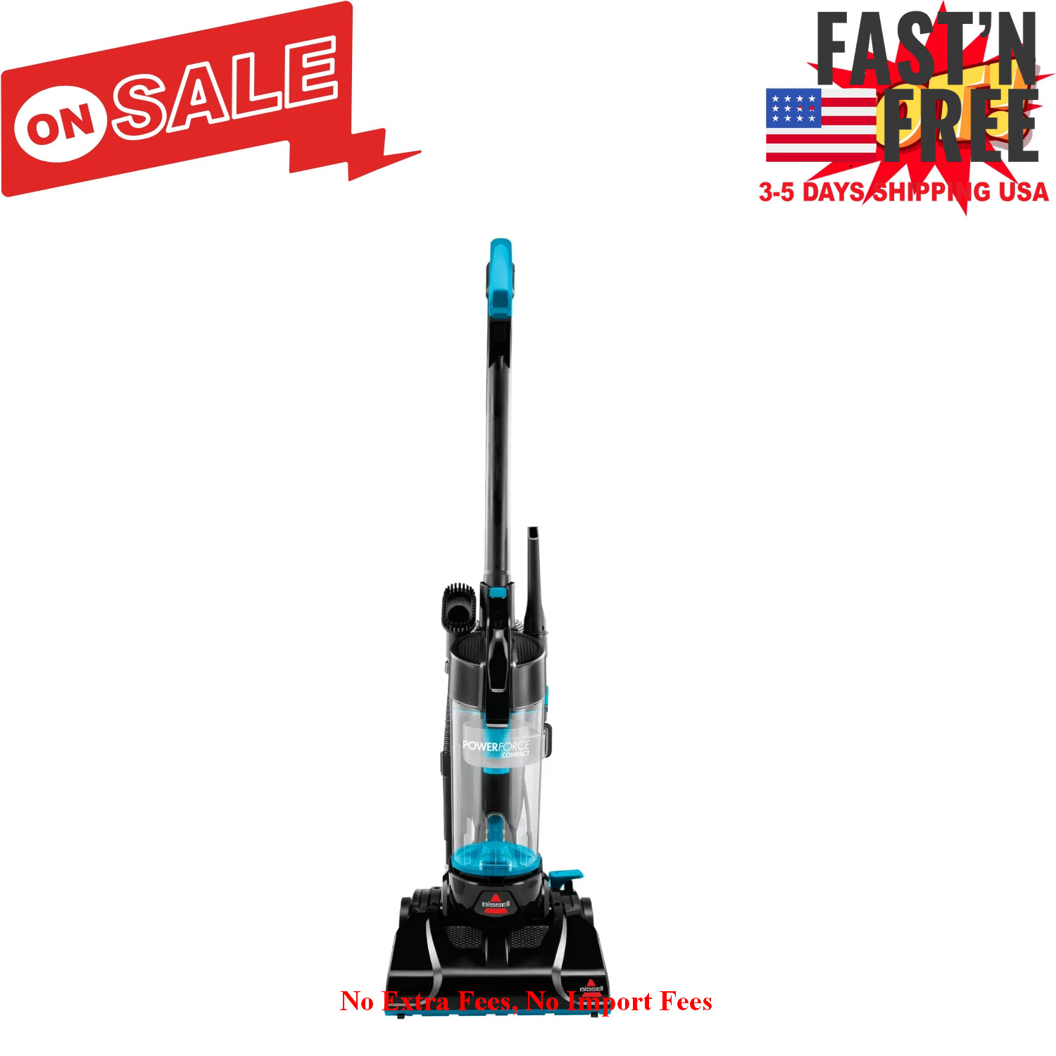 Bissell PowerForce Compact Bagless Upright Vacuum 2112 Lightweight Blue New USA