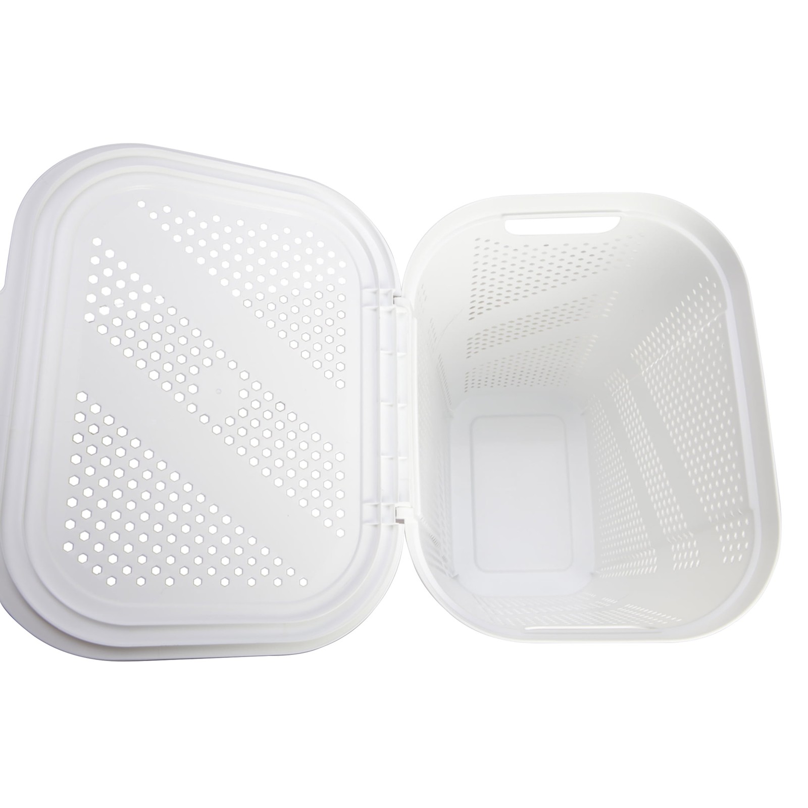 24″ Plastic Hinged-Lid Rectangle Laundry Hamper, White, Adult