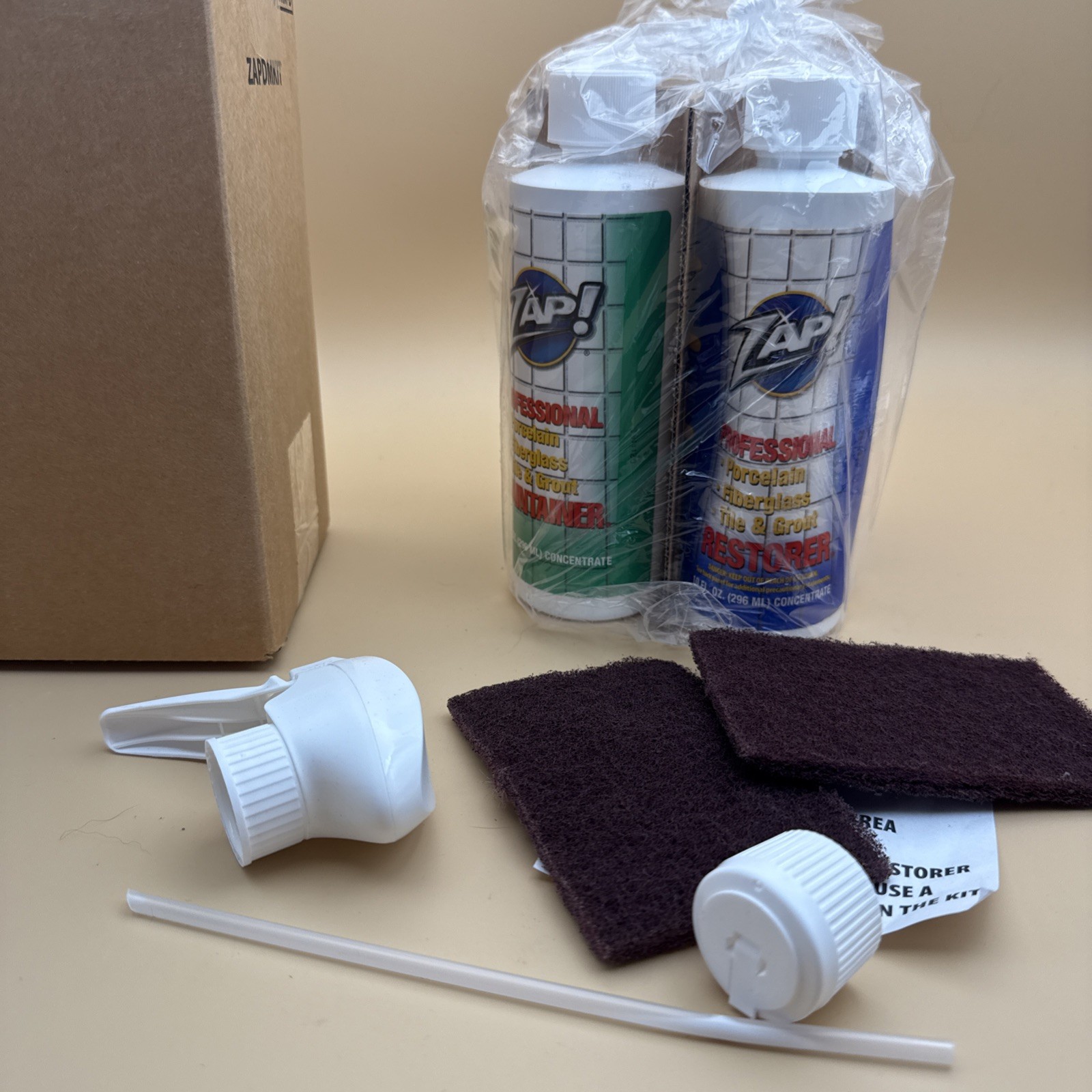 ZAP Professional Porcelain Fiberglass Tile Grout Kit Restorer Maintainer 4 Pack