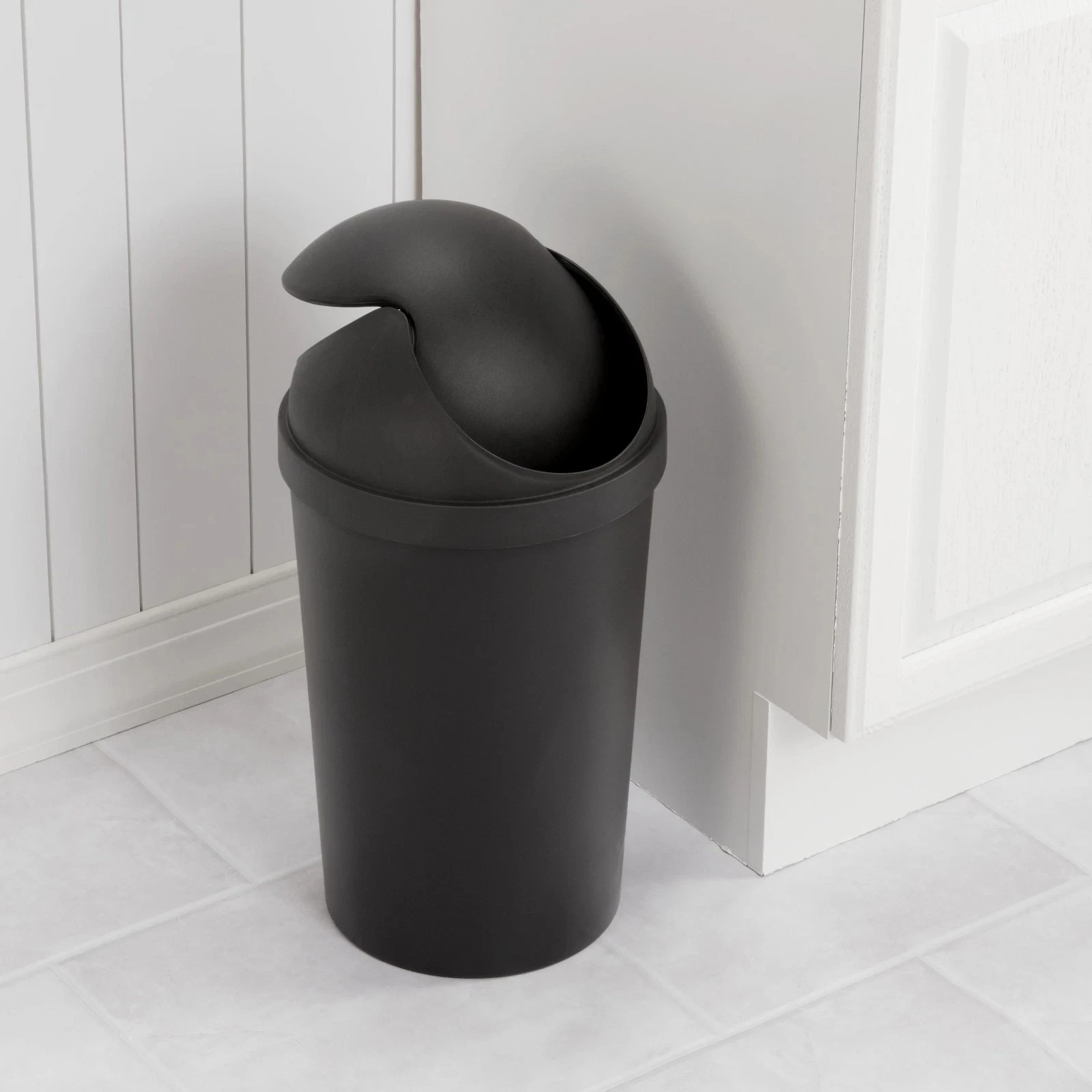 3 Gallon Bathroom Swing Top Wastebasket Small Plastic Round Trash Can with Lid
