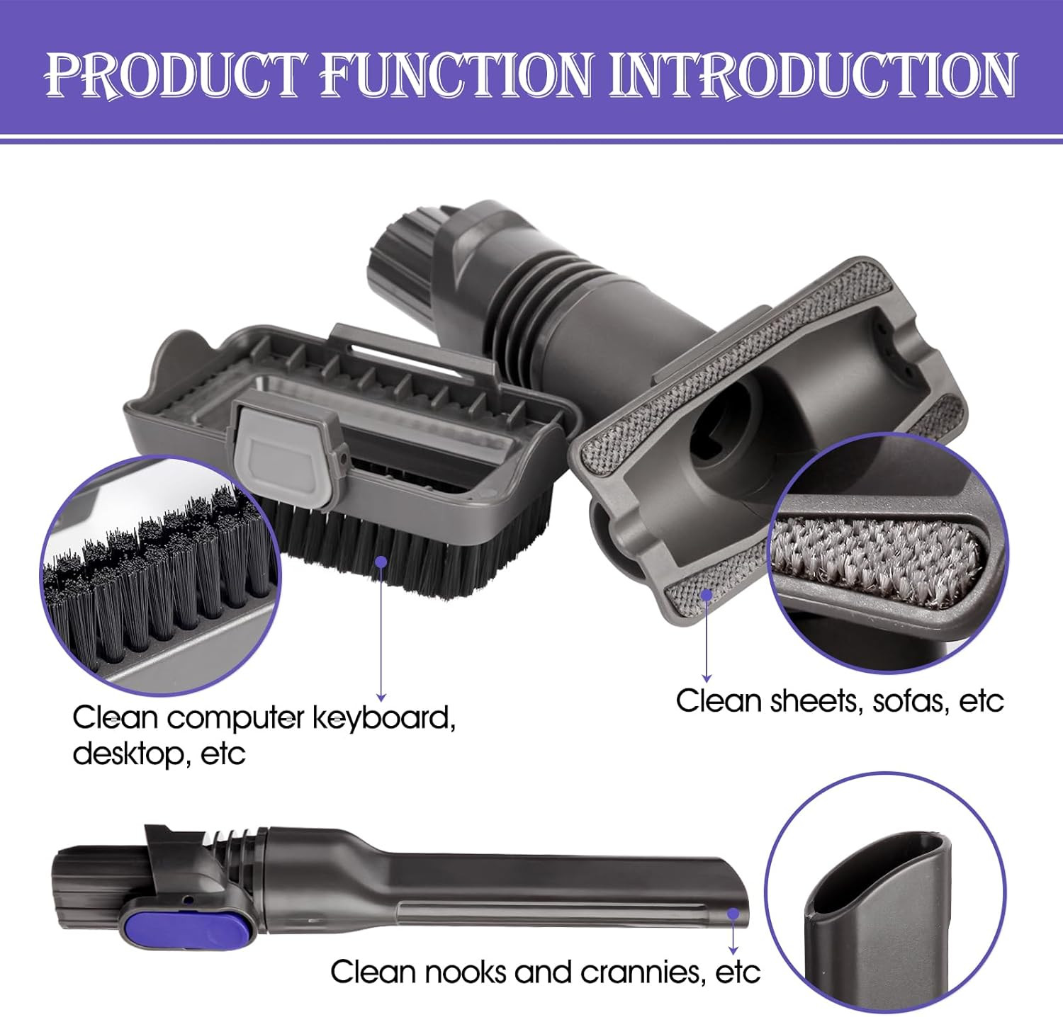 Vacuum Crevice Tool Brush Replacement Parts Compatible with Shark Pet Cordless S