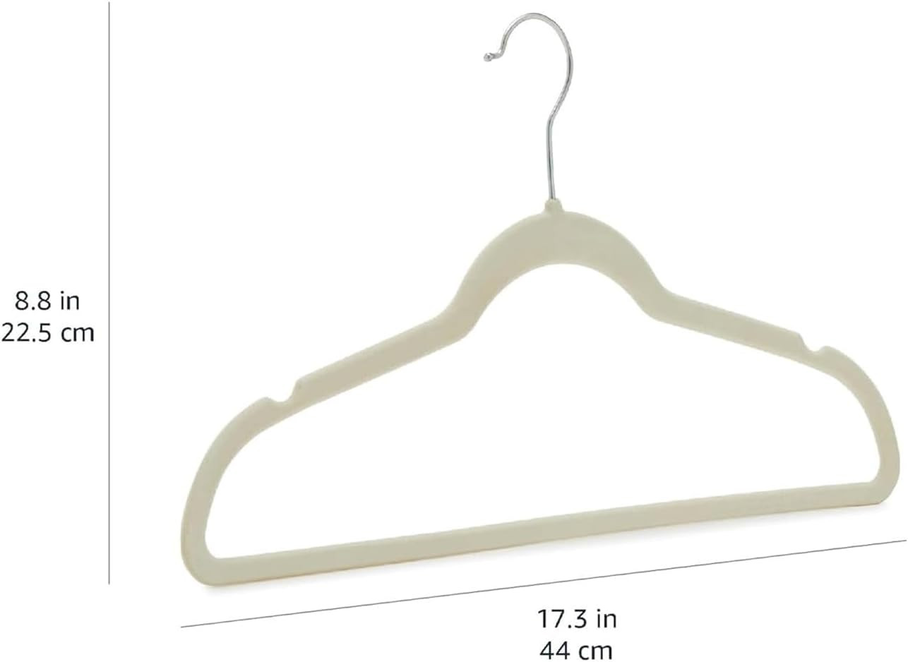 Slim Velvet Non-Slip Space Saving Suit Clothes Hangers, Closet Organizer, Ivory/