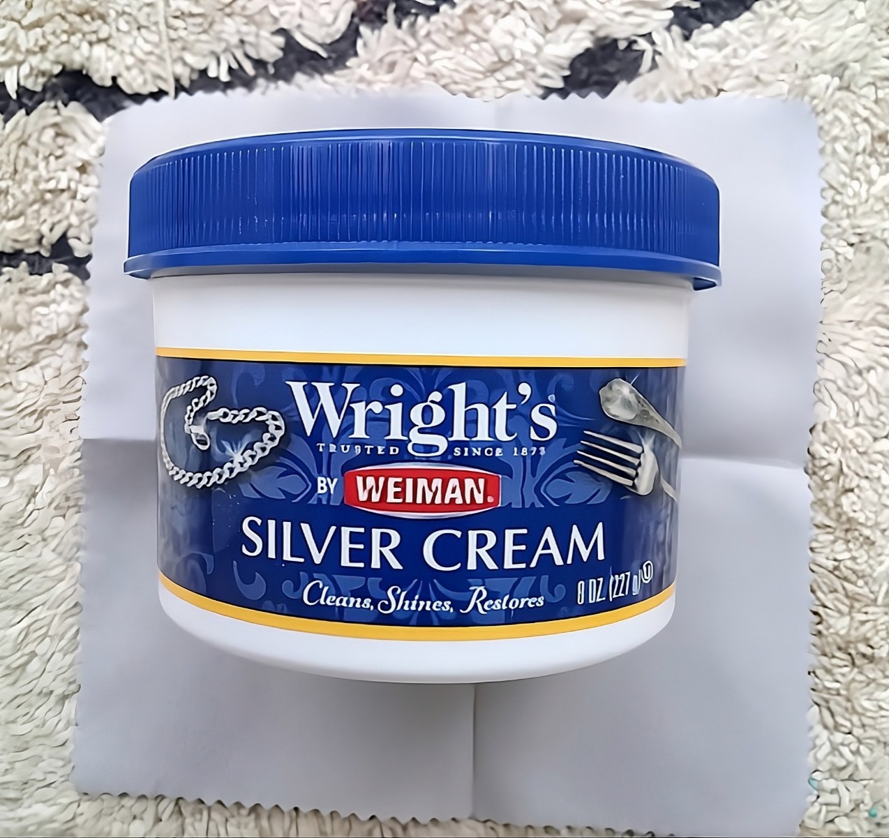 FREE Cleaning Cloth w/ Wright’s Silver Tarnish Cleaner Polish Cream 8 oz Jewelry