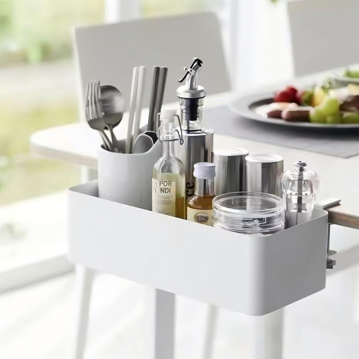 No Drill Desk Side Storage,Hanging Organizer,Clamp on Table Basket,Minimalist,Me