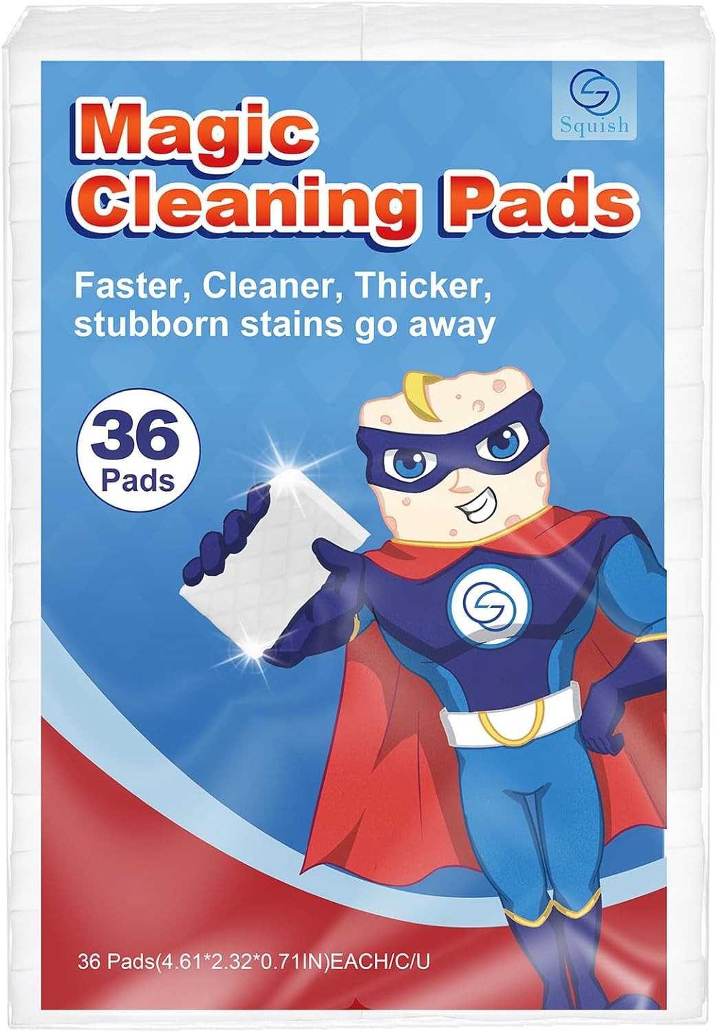 Squish Magic Eraser Sponge, 18 Pack Cleaning Pads for Walls, Oven, White