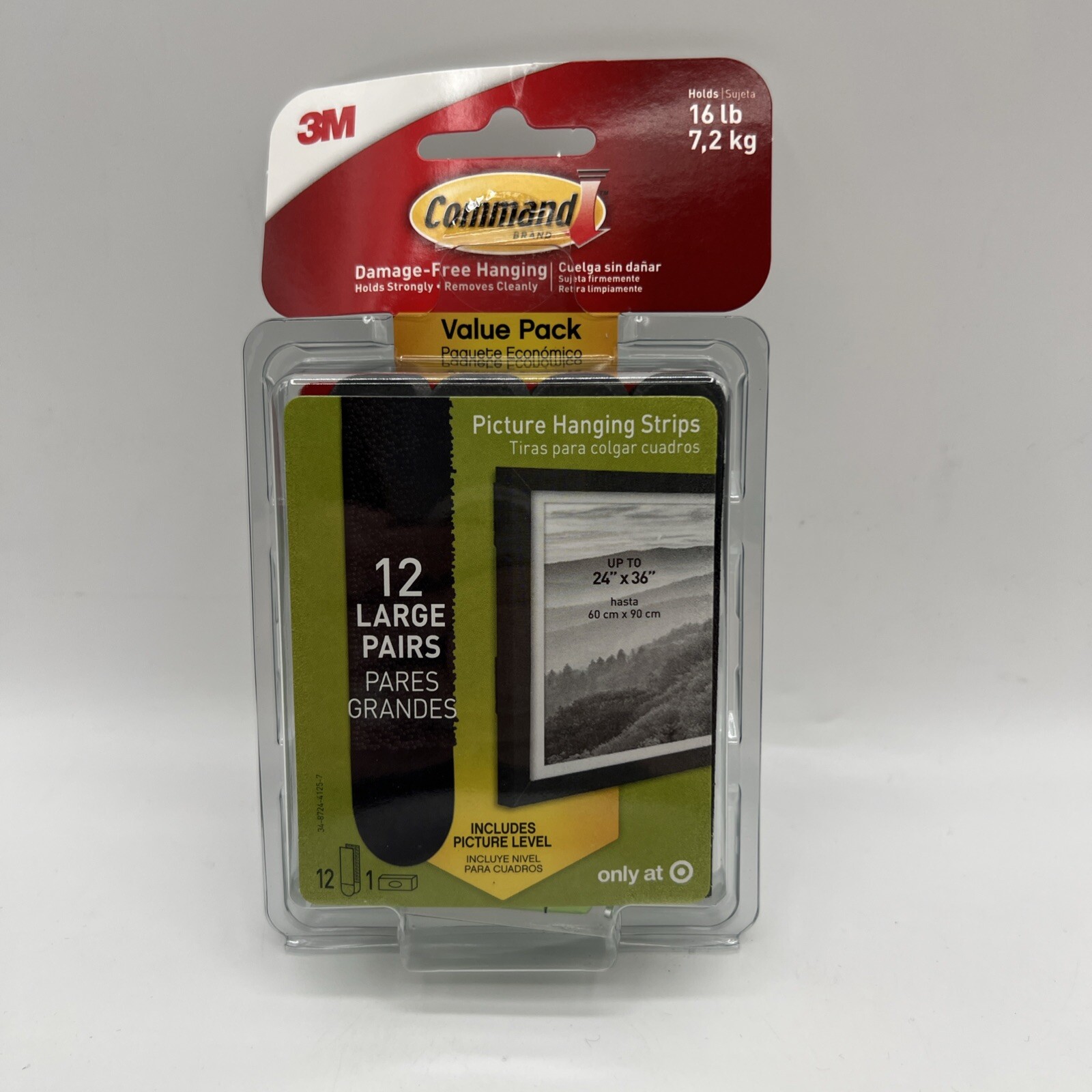 3M Command Strips 12 Large Picture Poster Hanging Black Includes Level 4 Pack