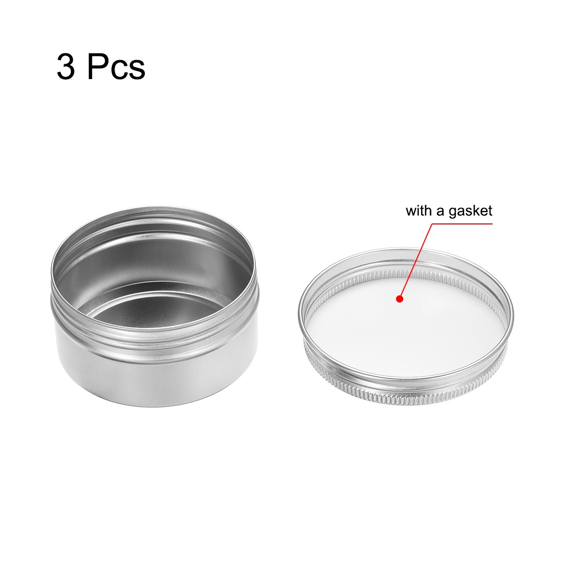 3Pack 2.7 oz Round Aluminum Cans Tin Can Screw Top Metal Lid Containers 80ml