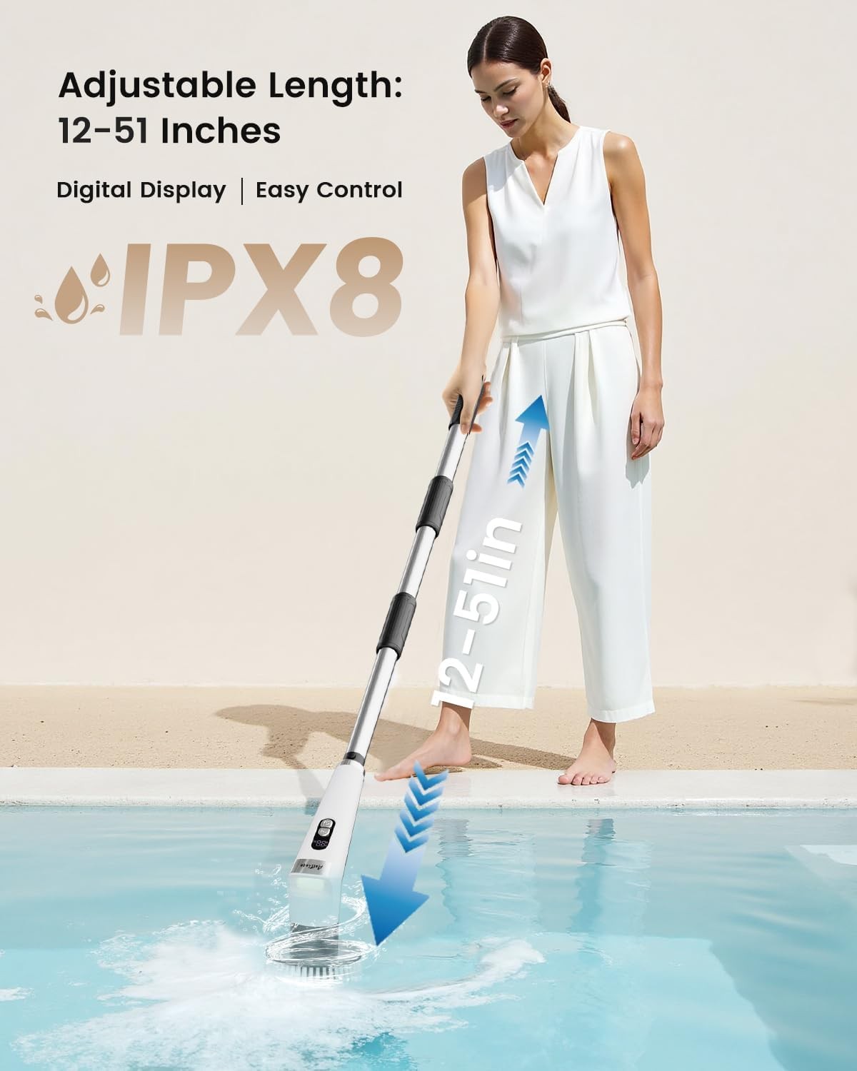 25kg Torque Electric Spin Scrubber IPX8 Waterproof LED 5 Heads 90min Runtime