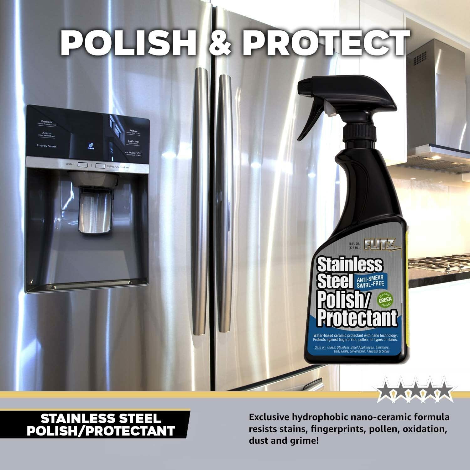 FLITZ Stainless Steel Polish & Protectant 32oz/946ml Spray Bottle (SEE VIDEO)