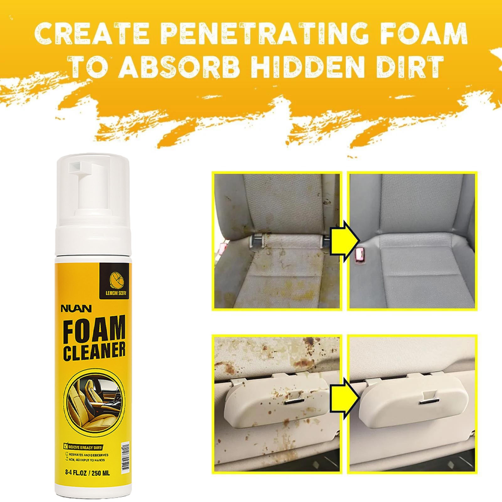 2x Multifunctional Car Foam Cleaner, 250ML for Cars Steering Wheel, Interiors