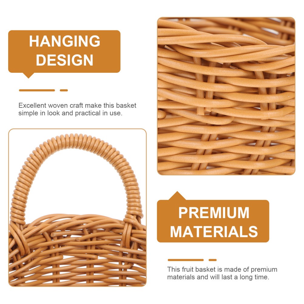 Woven Wall Storage Basket in Khaki for Kitchen Fruits Vegetables and Seasoning