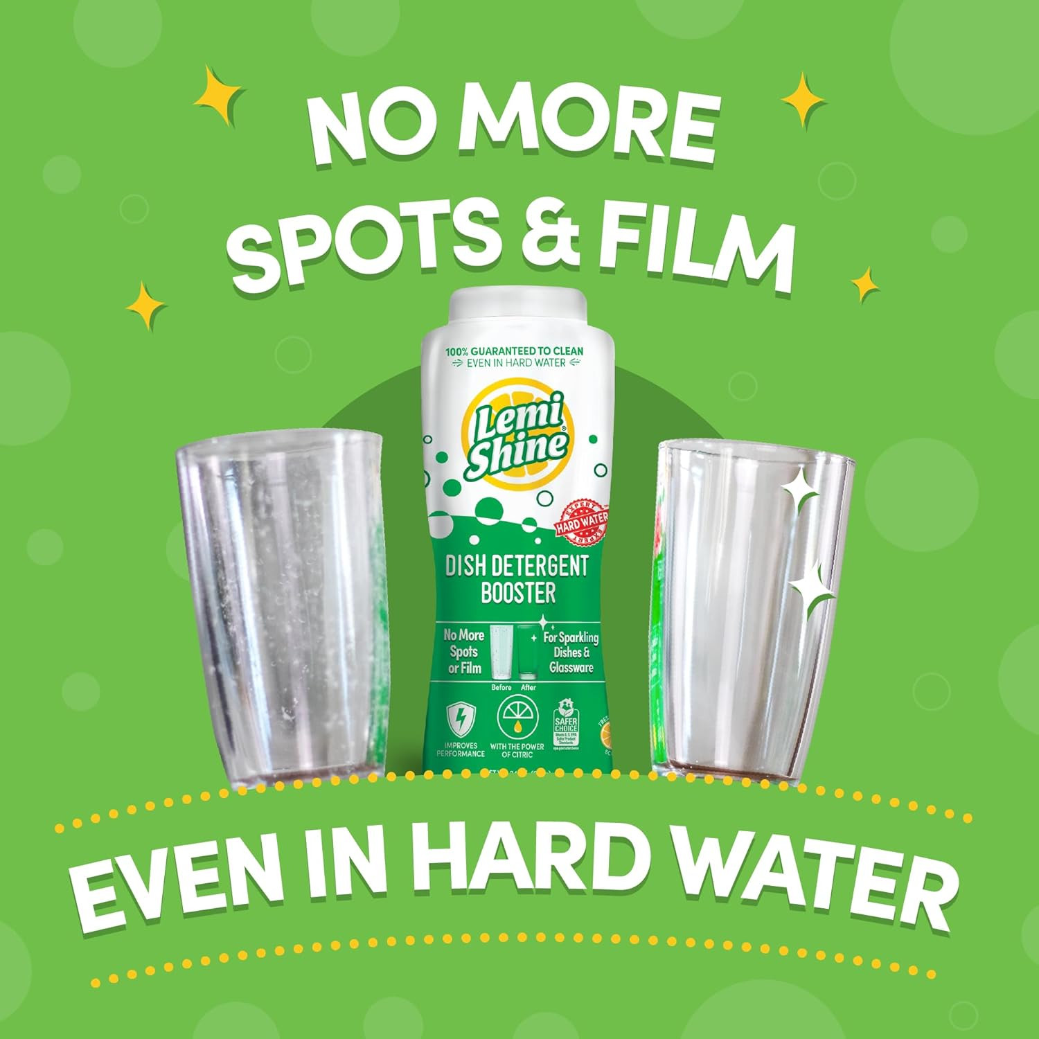 Lemi Shine Natural Dish Detergent Booster – Hard Water Stain Remover – Multi-Use
