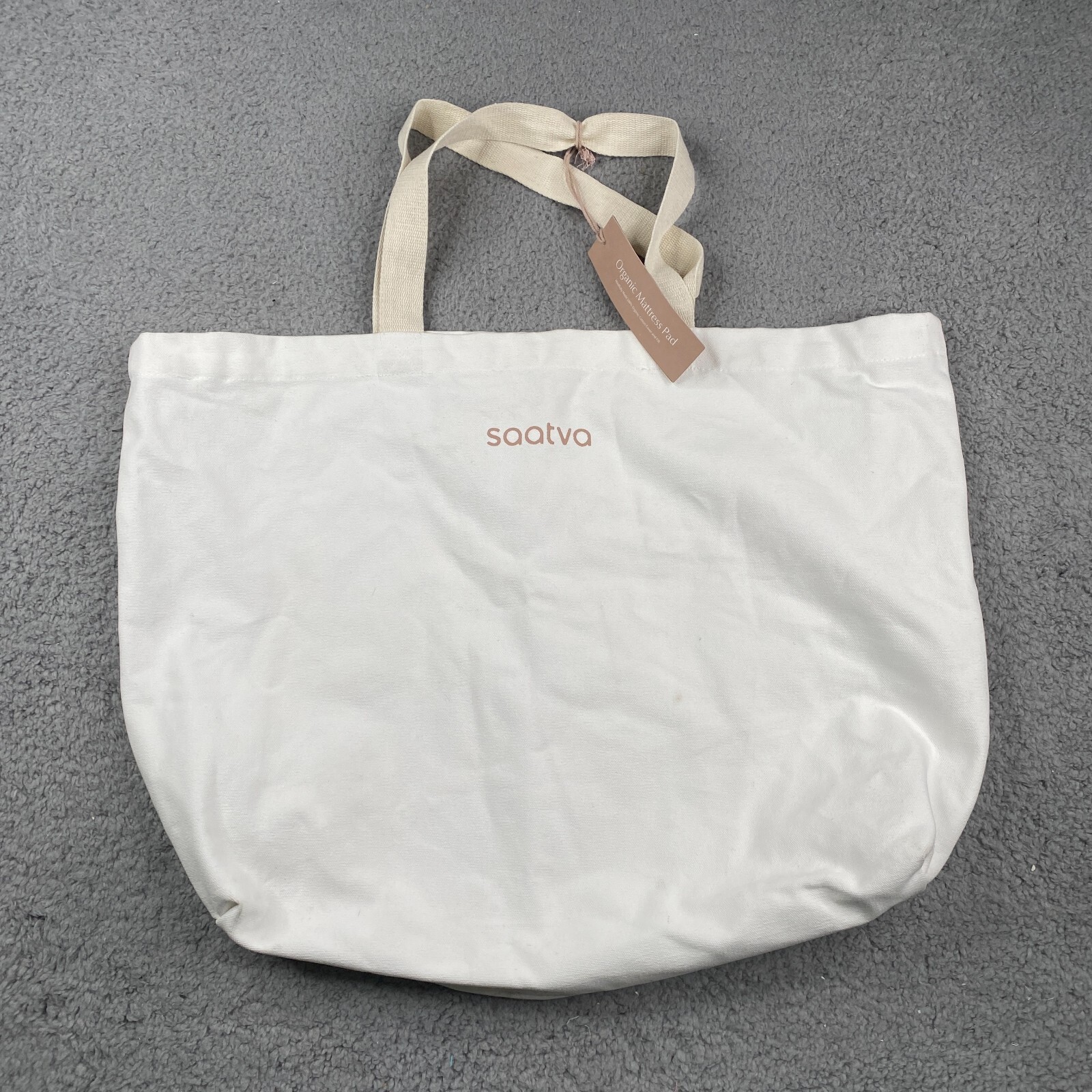 Saatva Tote Canvas Bag White Organic Cotton 18x23in NEW NWT