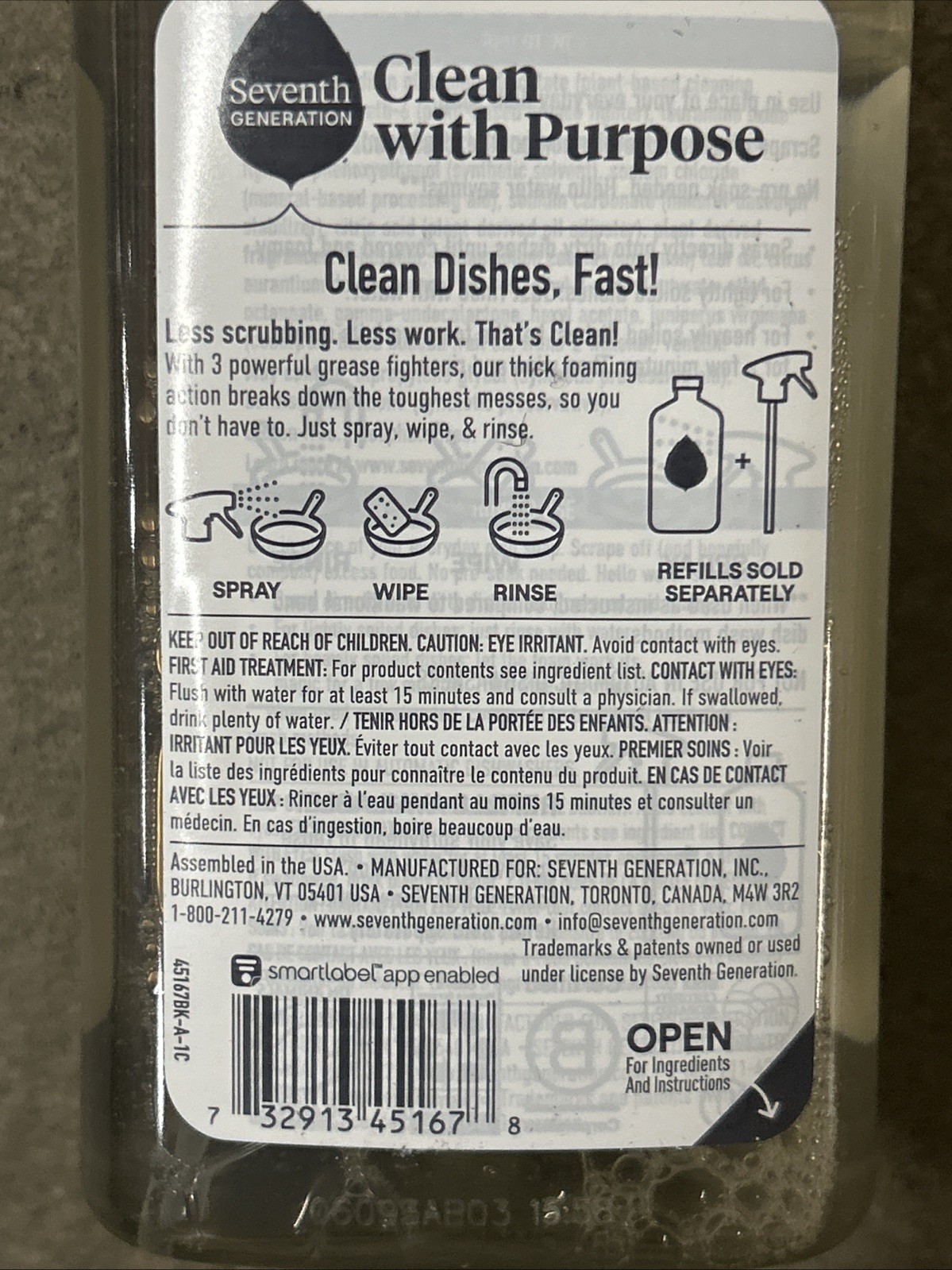 Seventh Generation Foaming Dish Spray, Honey Crisp Apple 16 Fl Oz (Pack of 2)