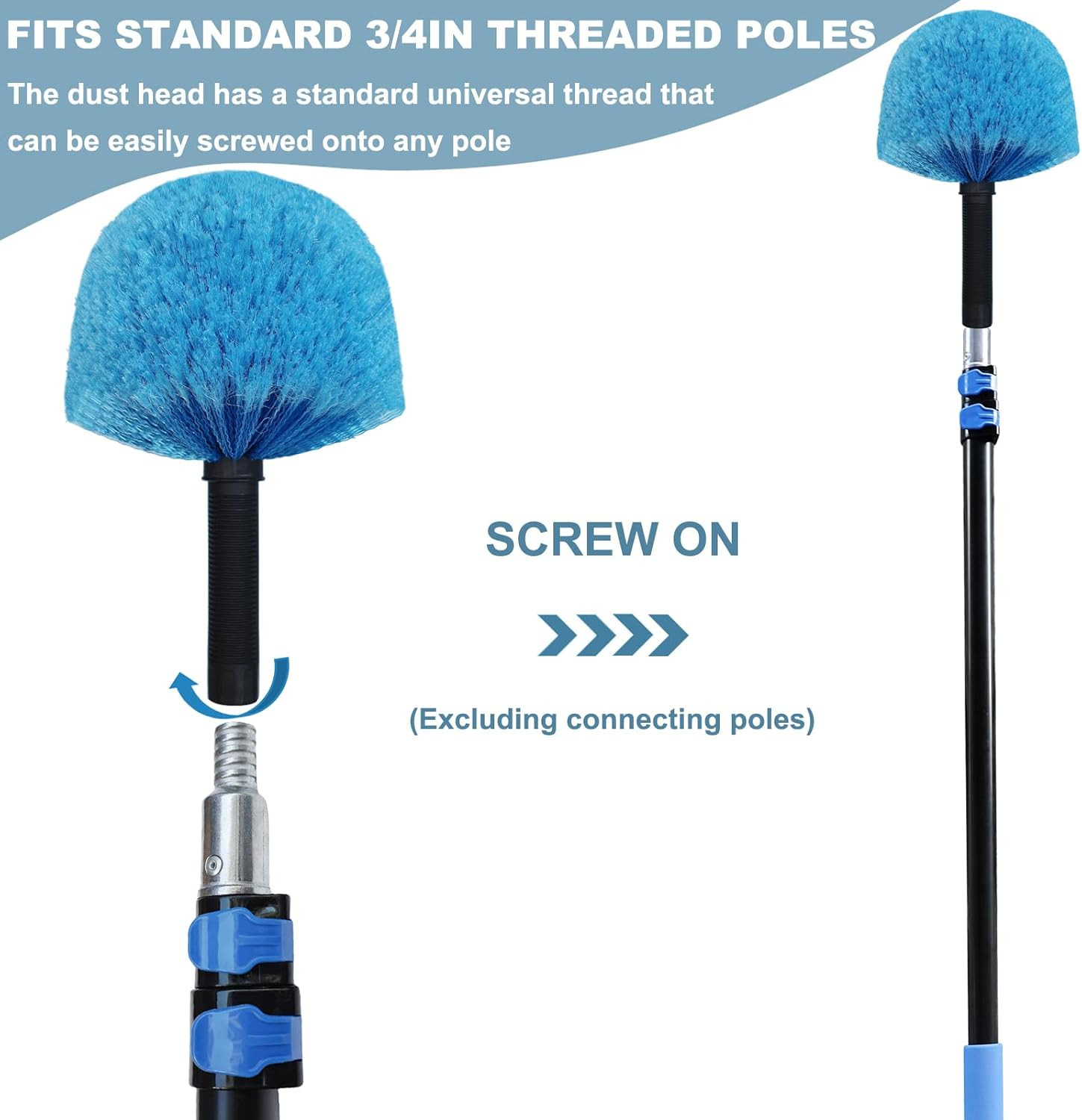 2 Pack Robust Cobweb Duster Head Brush – Superior Twist-On Web Cleaning Tool – S