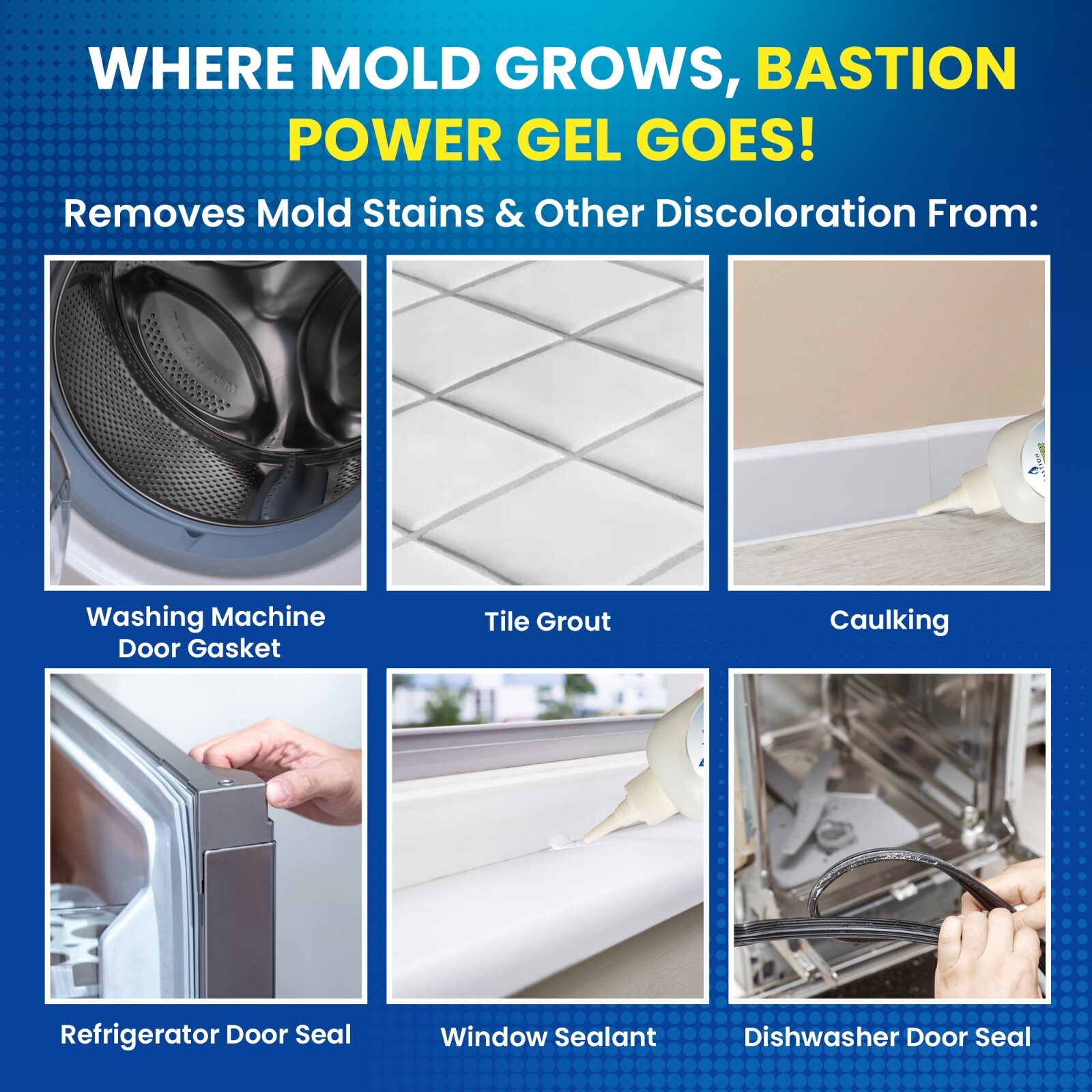 Mold Stain Remover Power Gel Cleaner for Front Loader Washing Machine Seal 7oz