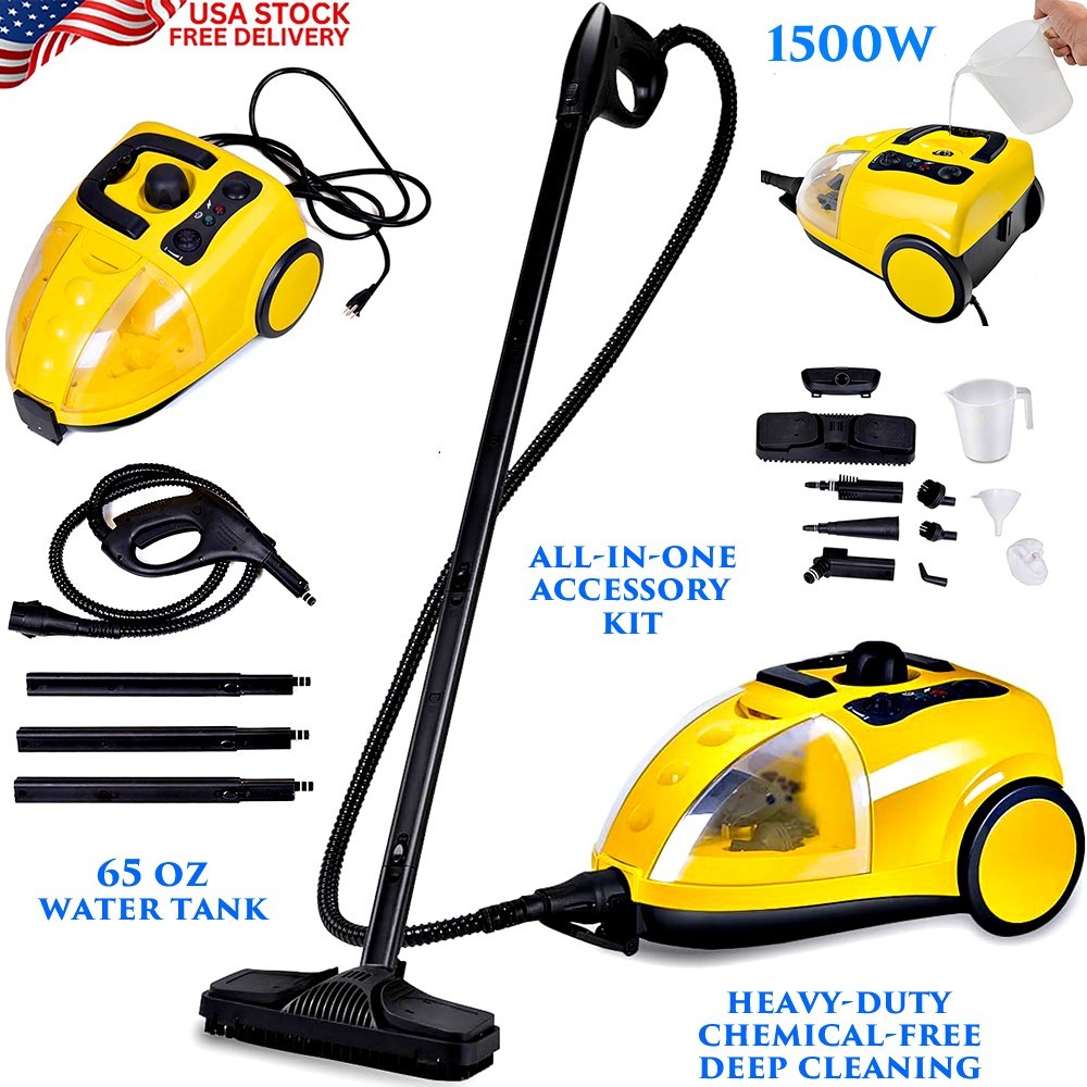 STEAM CLEANER HEAVY DUTY DEEP CLEAN 65OZ LARGE WATER TANK HOME CAR CHEMICAL-FREE