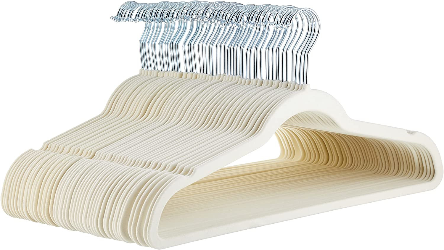 Slim Velvet Non-Slip Space Saving Suit Clothes Hangers, Closet Organizer, Ivory/