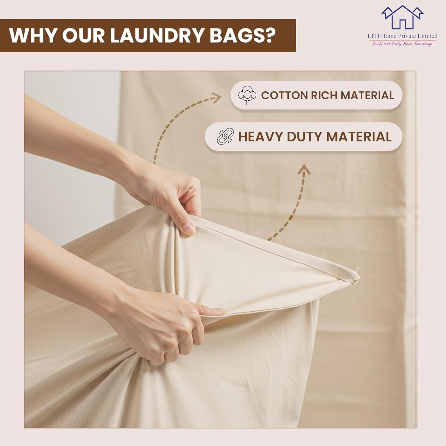 Large Cotton Laundry Bag with Drawstring – 28×36 (Pack of 4)