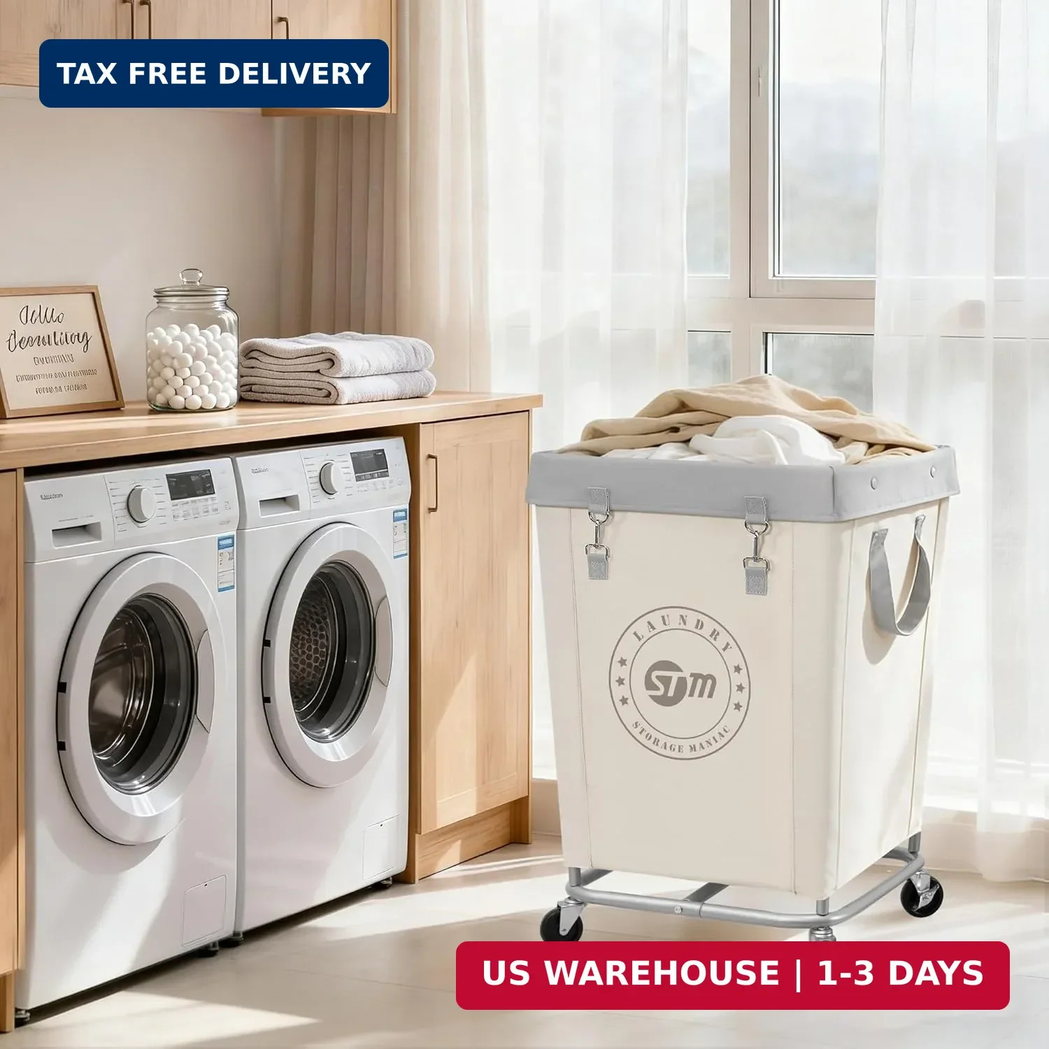 Commercial Laundry Hamper with Heavy Duty Steel Frame, 160 L Industrial Laundry