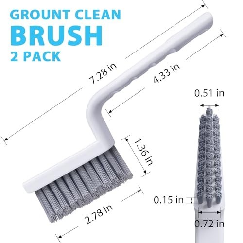 Grout Cleaner Brush V Shape Set 2 Pack Stiff Bristle Scrub Brush for Tile Floor