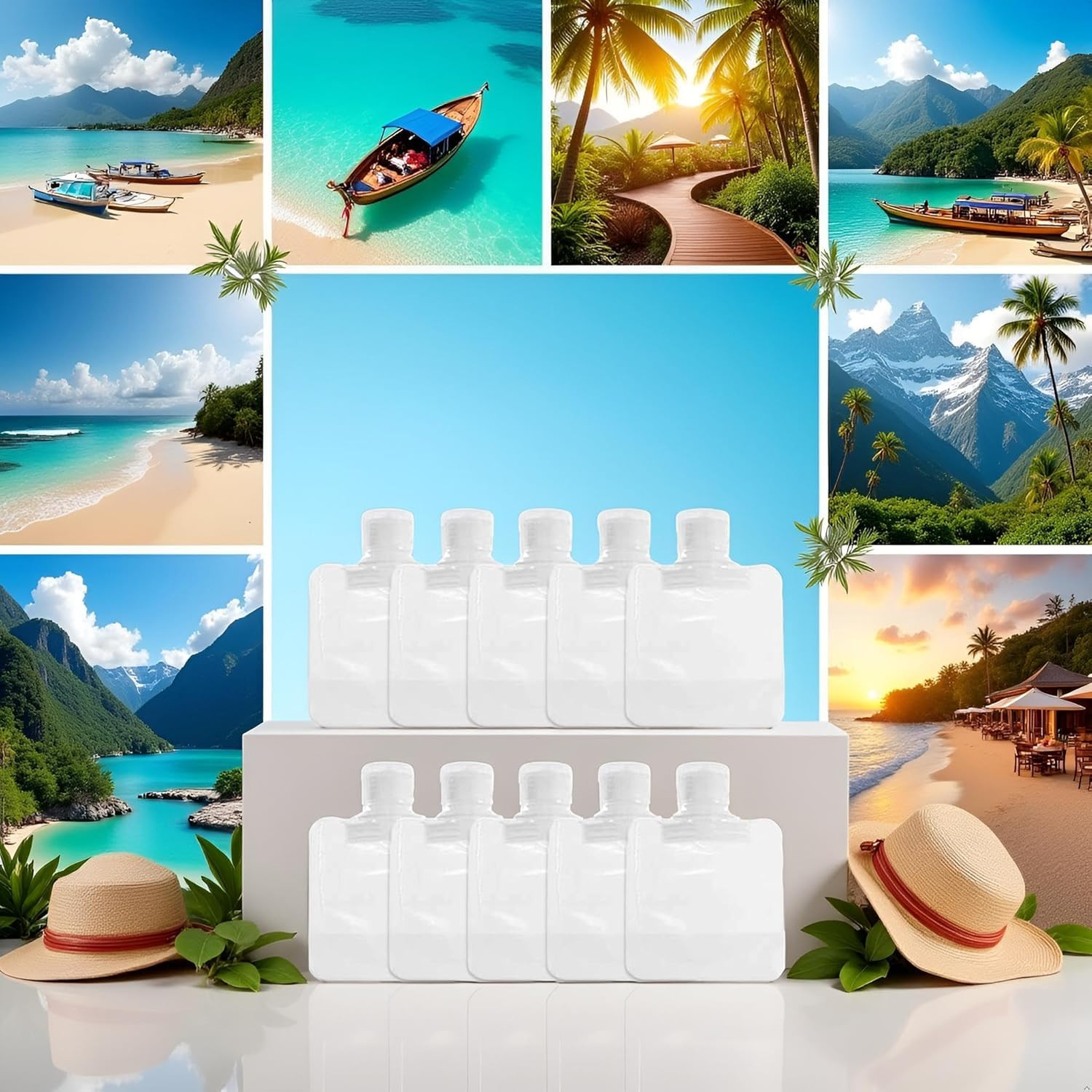 30Ml Travel Size Refillable Squeeze Pouches – 10 Pack Transparent Bags