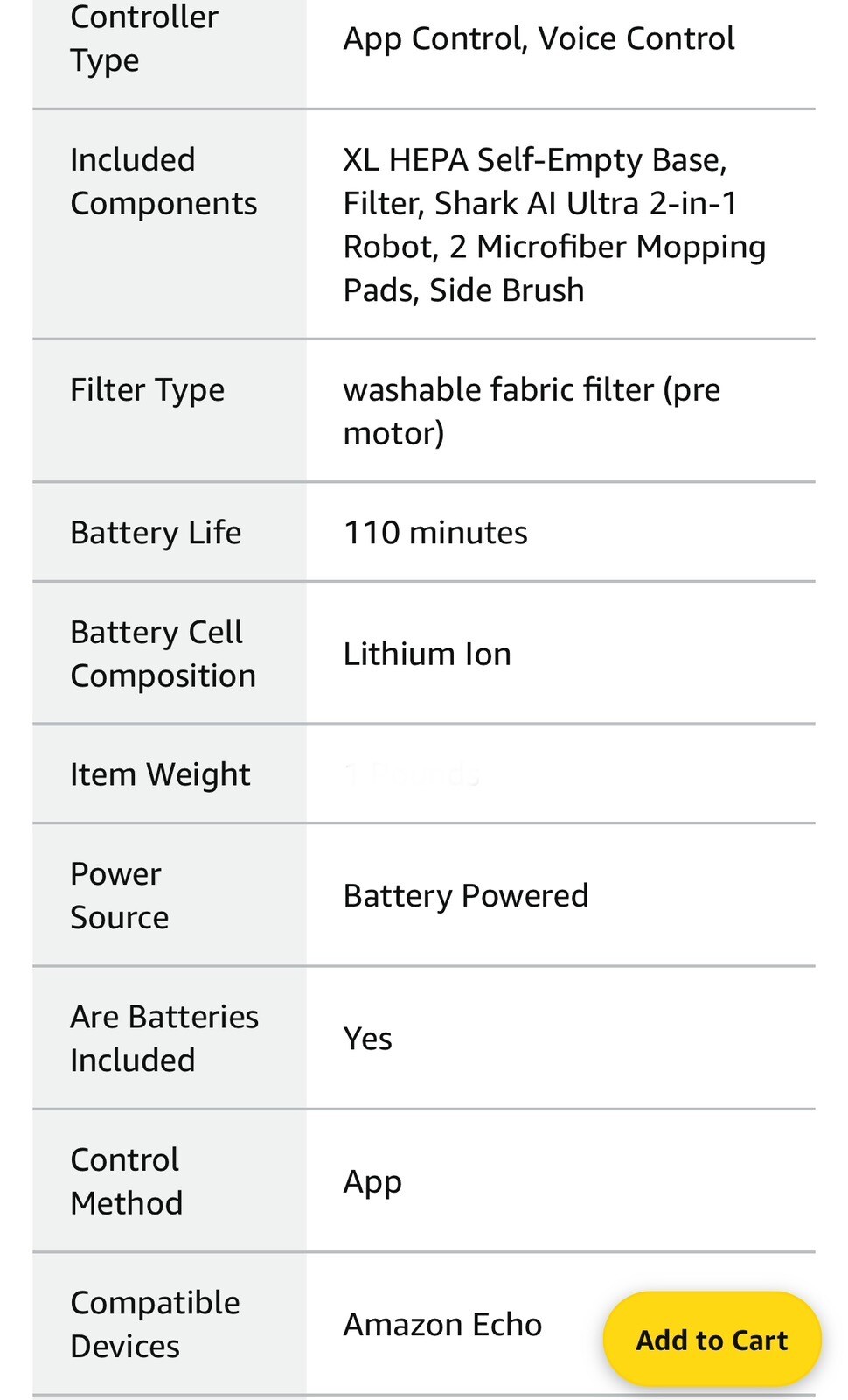 Shark AI Ultra 2-in-1 Robot Vacuum & Mop w Sonic Mopping AV2610WA (AAA10)(III44)