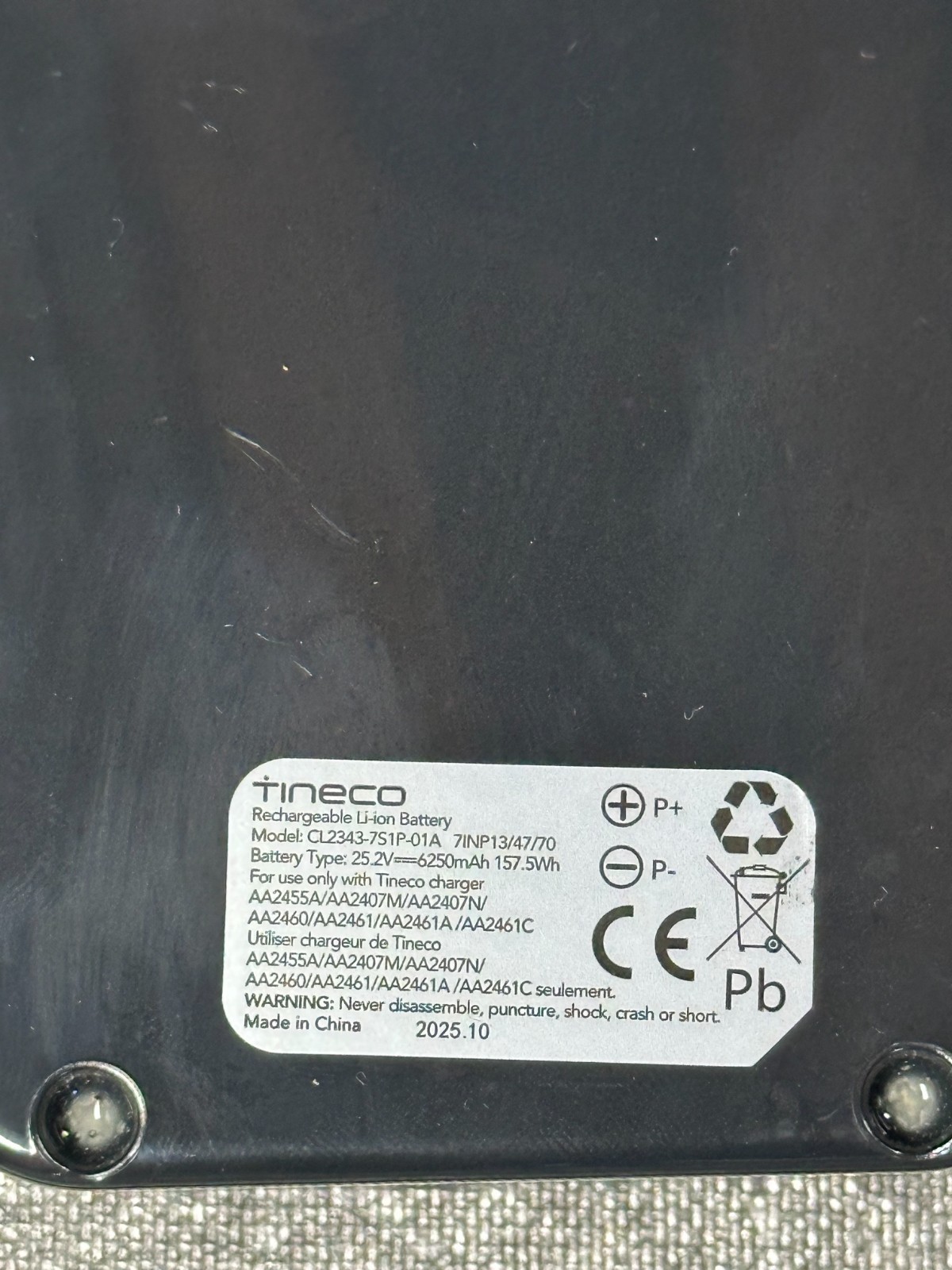 USED Battery only for Tineco FLOOR ONE S9 Artist Pro FW2B0100US CL2343-7S1P-01A