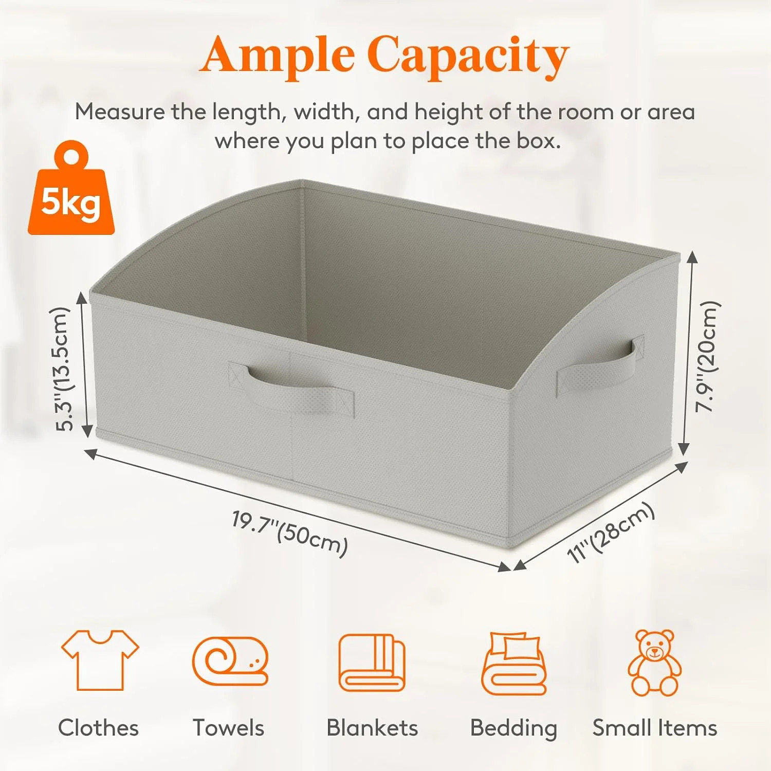 Extra Large Trapezoid Closet Storage Bins for Shelf, 6 Packs Non-woven Closet Or
