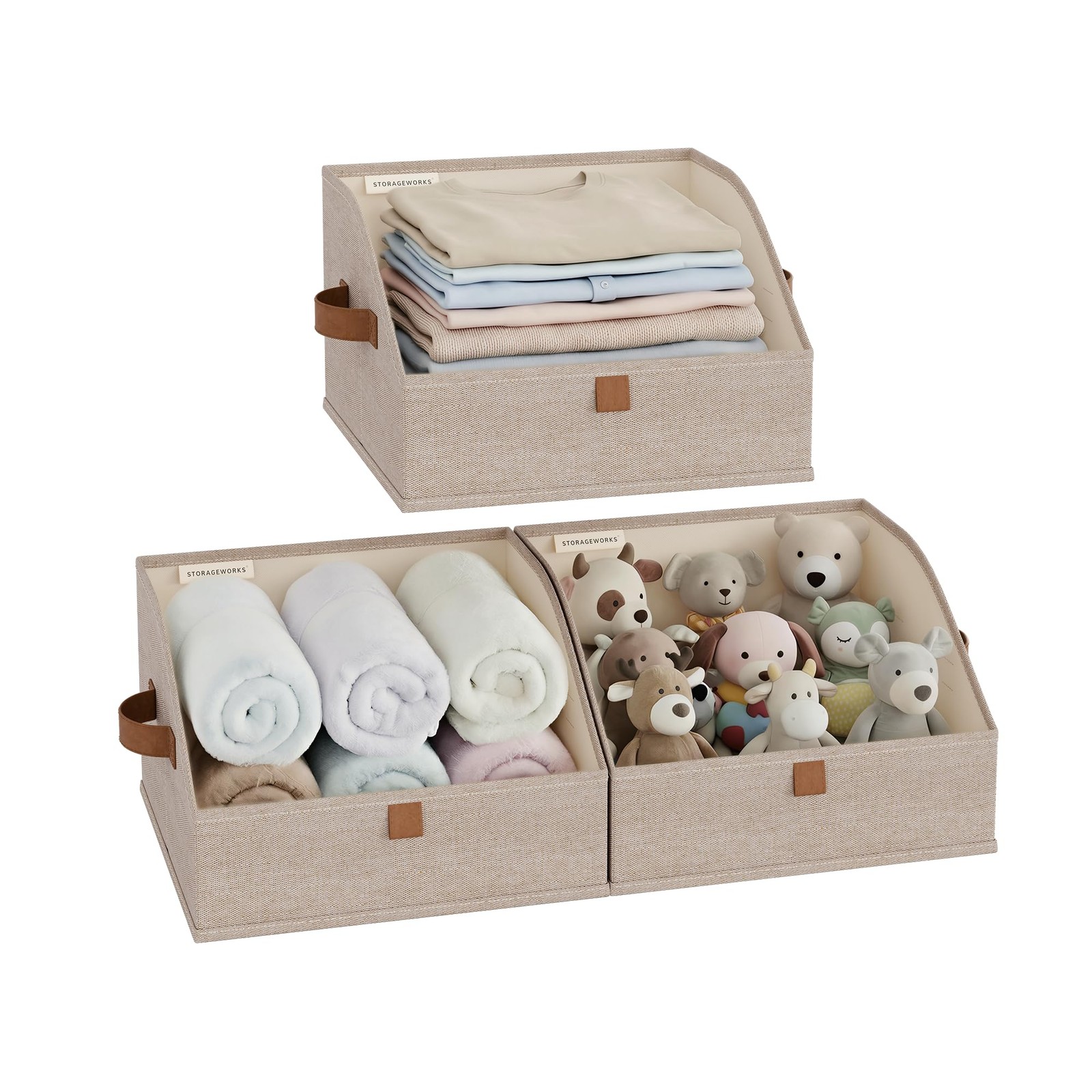 Closet Storage Bins, Trapezoid Organizer Box for Shelves, Fabric Clothes Bin,…