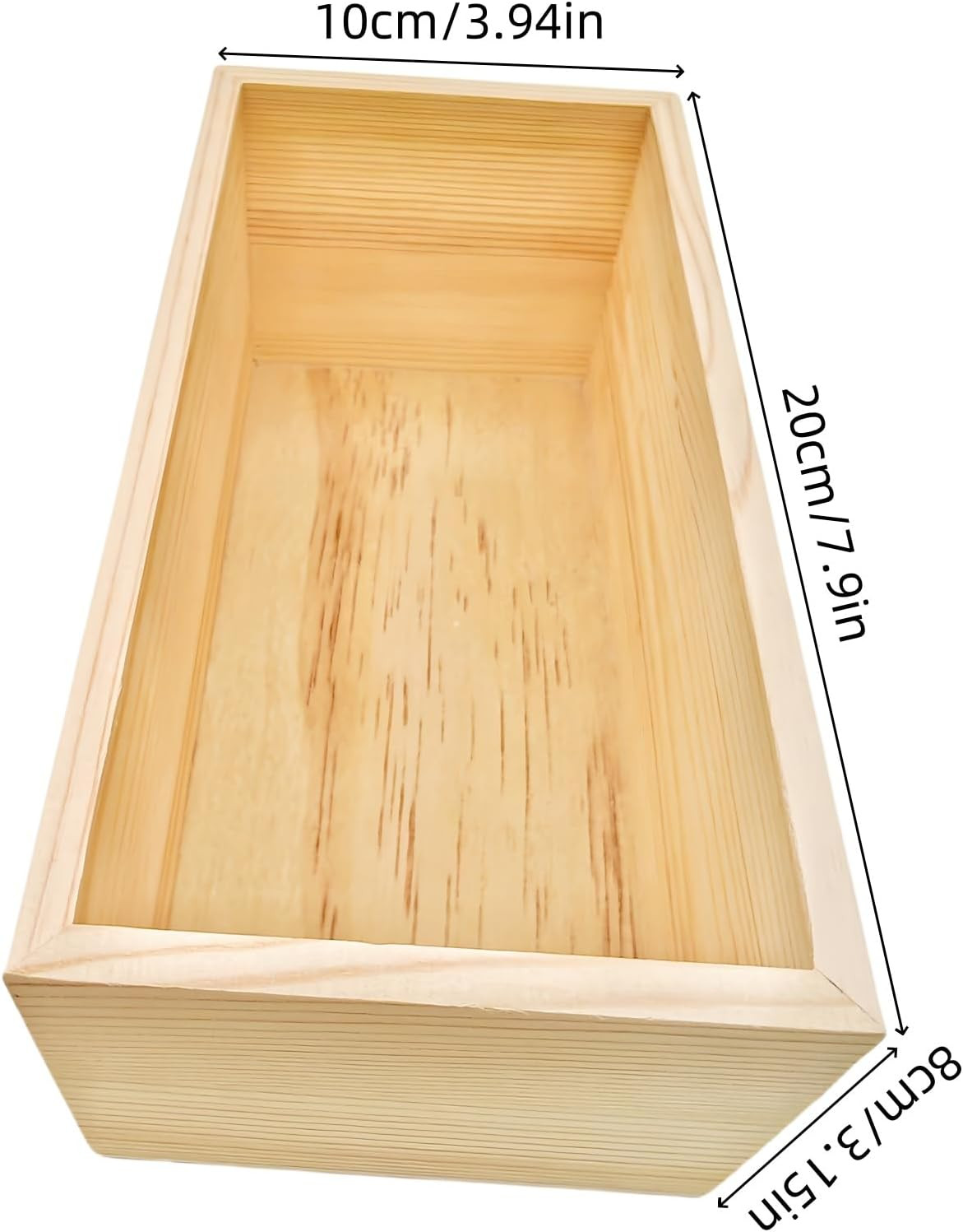 4 Pack Unfinished Wooden Craft Storage Organiser Boxes, 8 X 4 X 3 Inch Rectangle