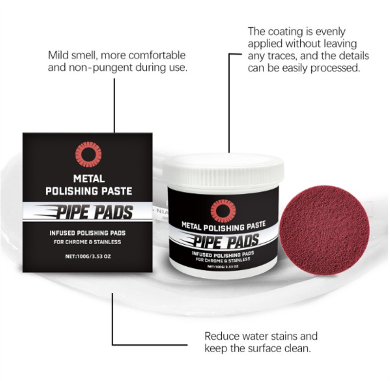 Metal Polish Paste Protectant Scratch Remover Pipe Infused Polishing Pads100g