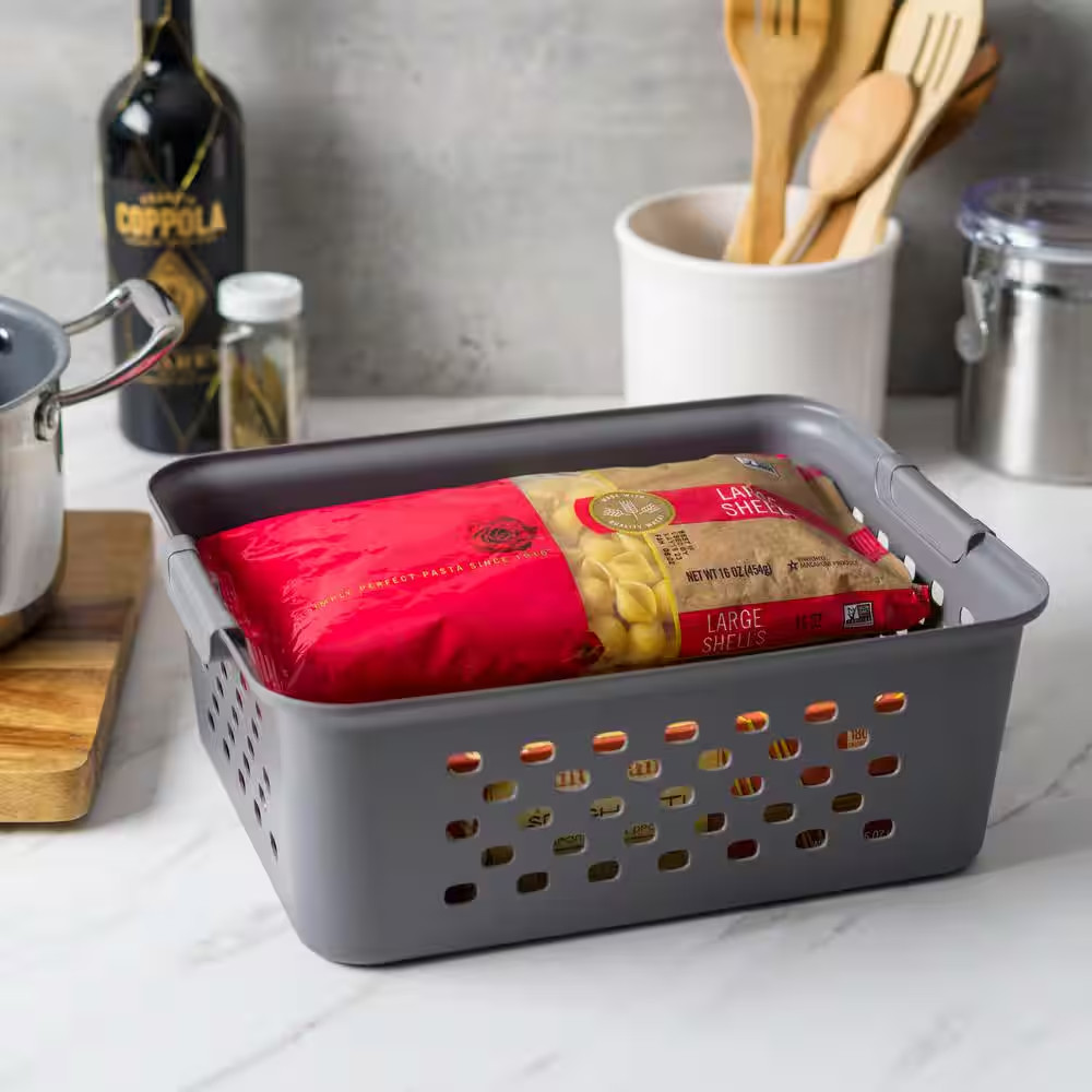 13.8 Qt. Medium Organizer Storage Basket, Gray