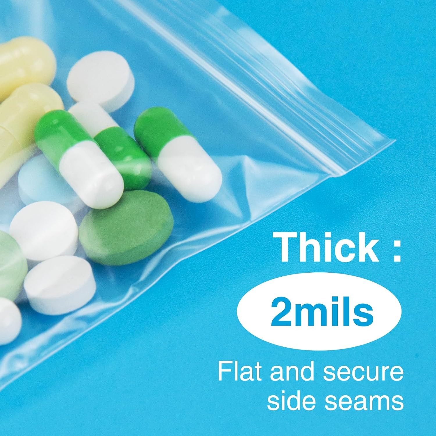 1200Pcs 2 x 3 Plastic Zip Bag, Clear, 2 mil Thick | Resealable, Small Bags for D